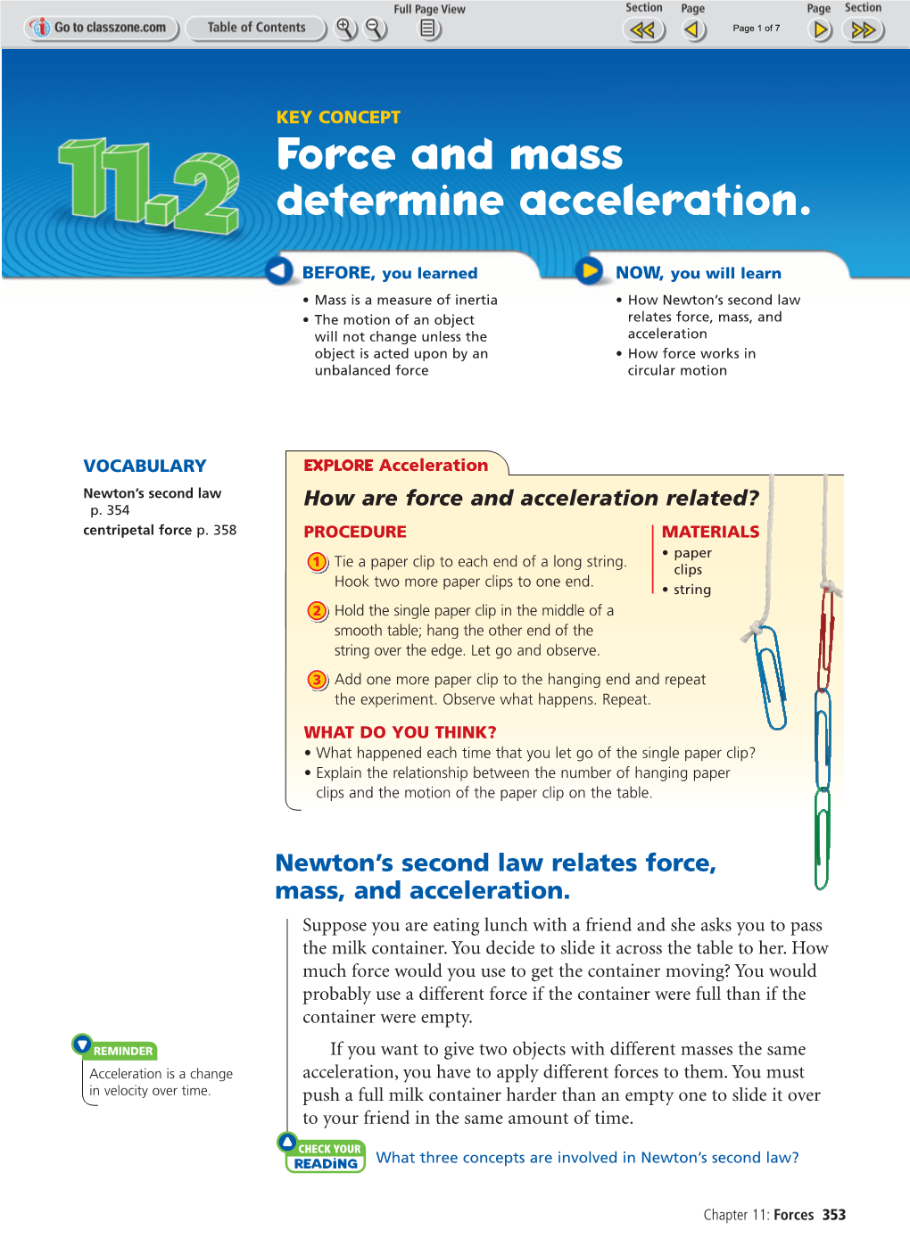 Force and Mass Determine Acceleration