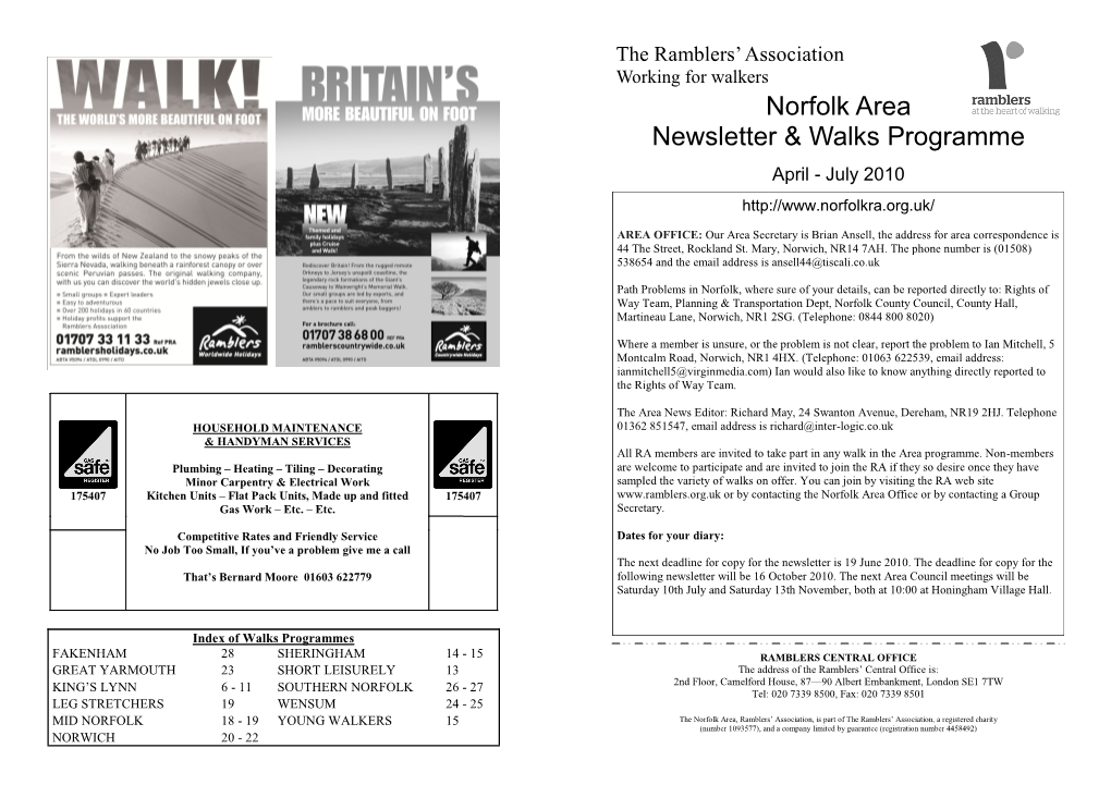 Norfolk Area Newsletter & Walks Programme