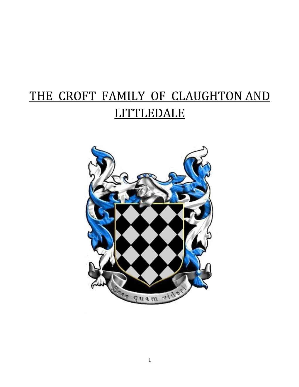 The Croft Family of Claughton and Littledale