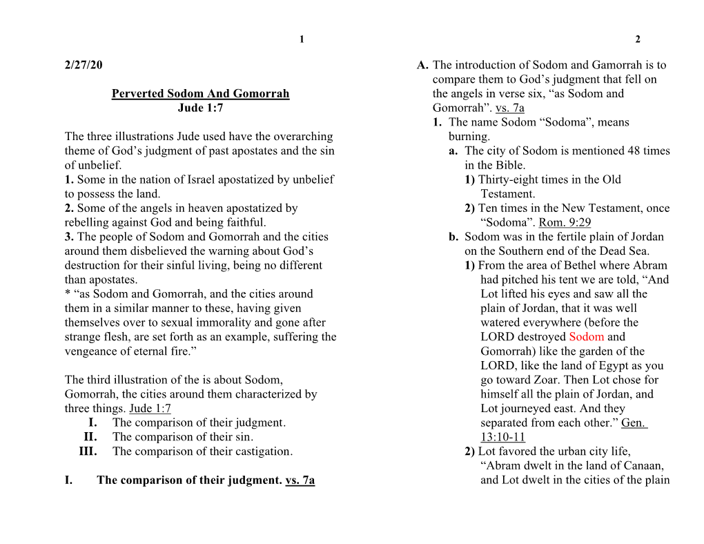 2/27/20 Perverted Sodom and Gomorrah Jude 1:7 the Three