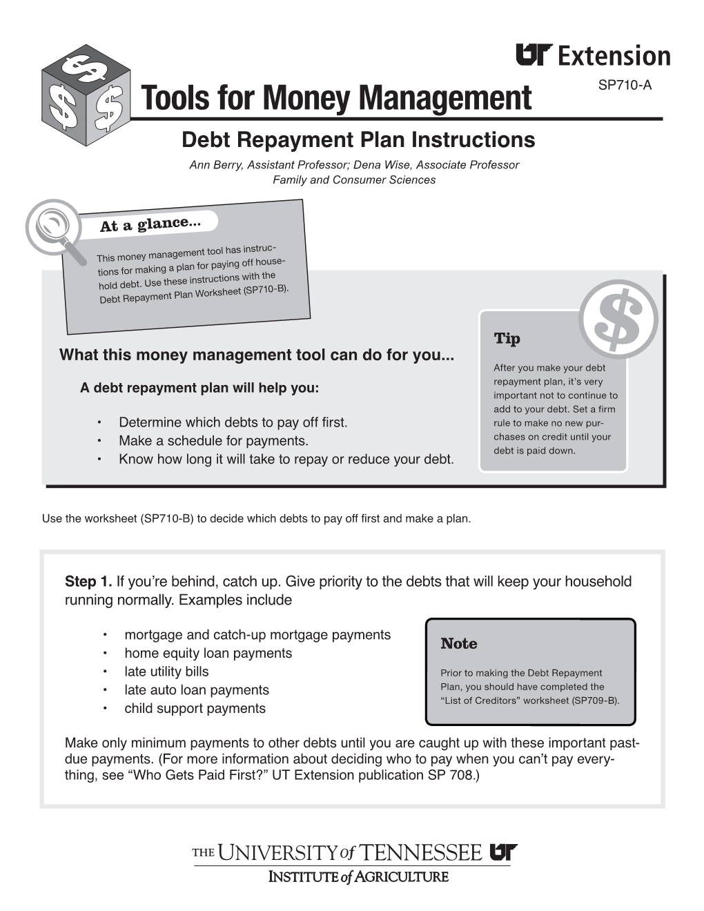 Tools for Money Management – Debt Repayment Plan