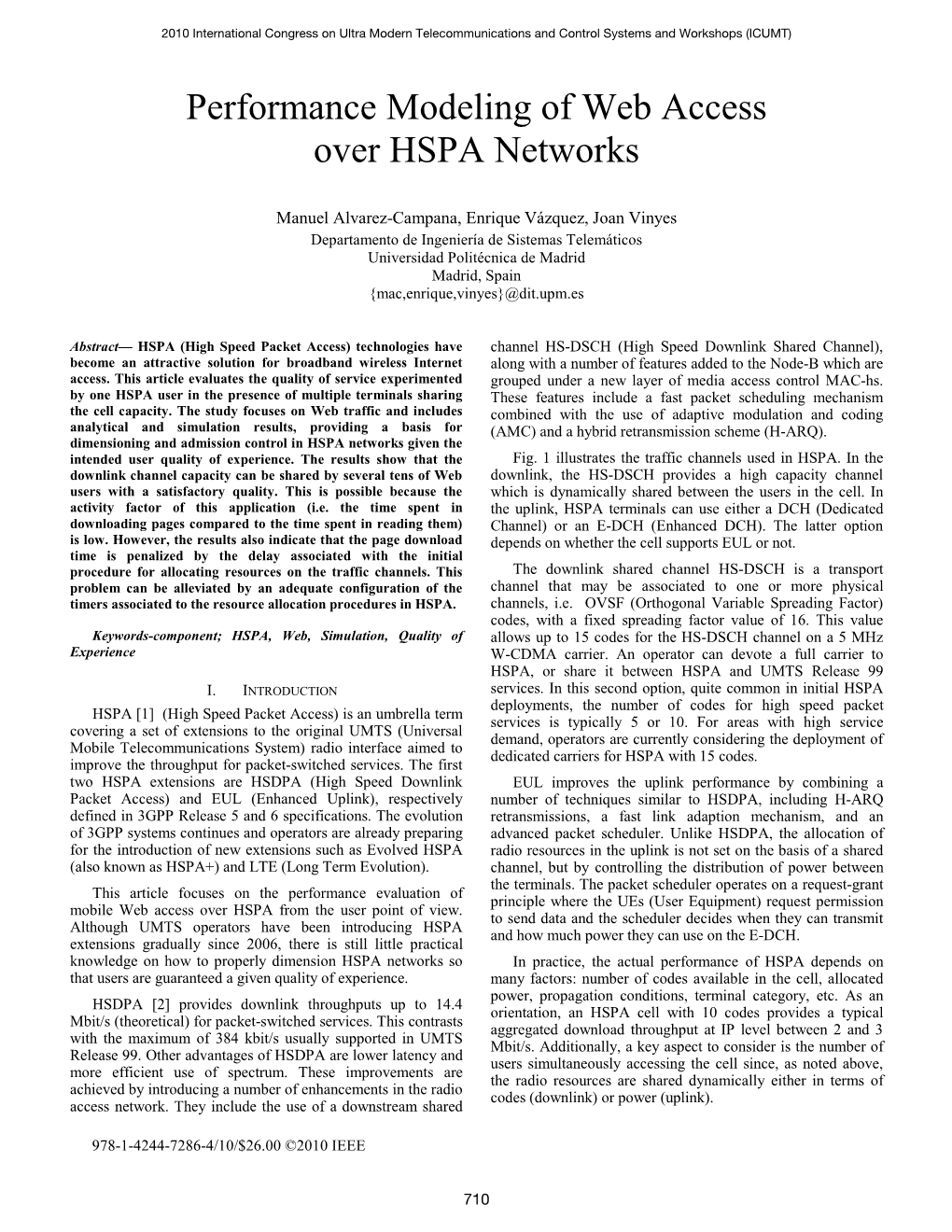 Performance Modeling of Web Access Over HSPA Networks