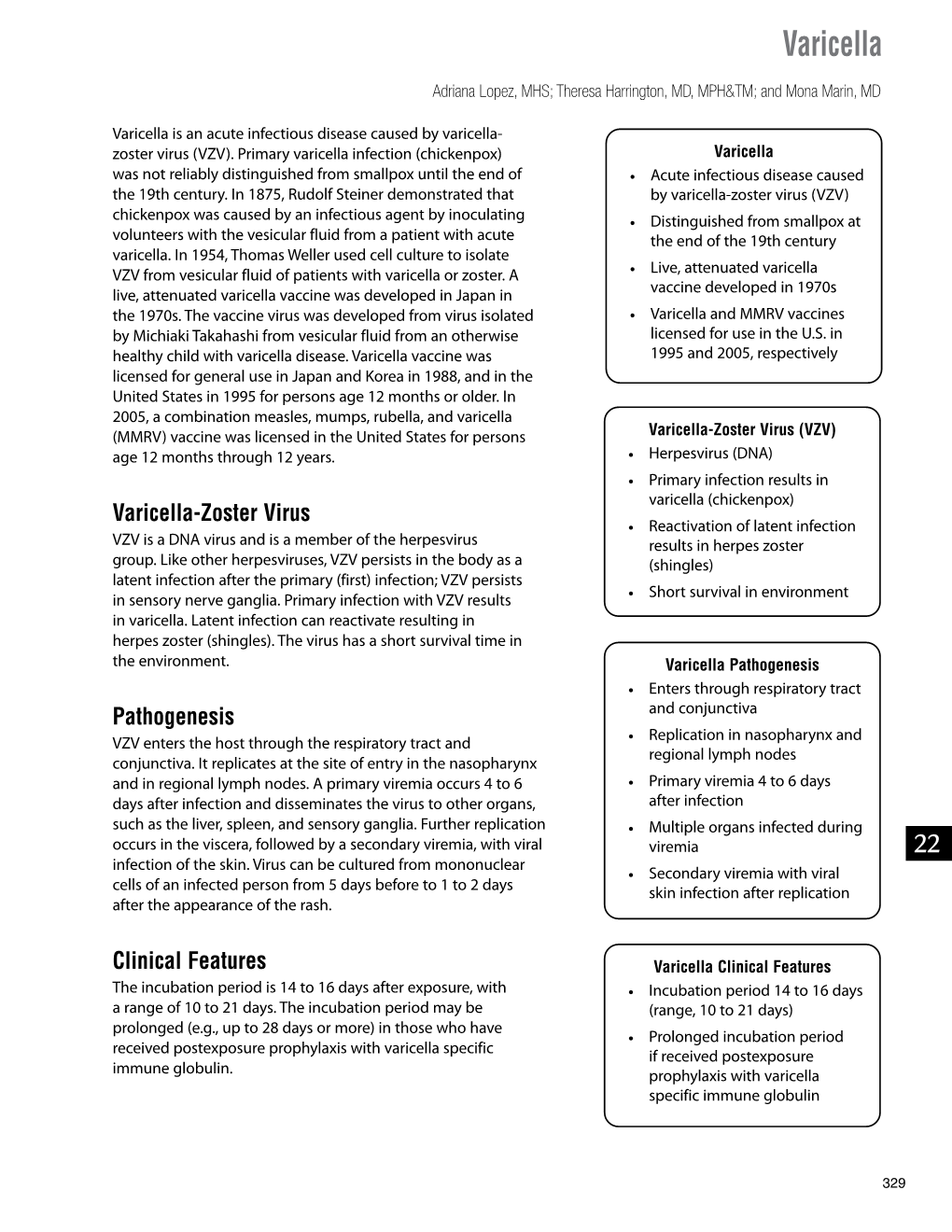 Chapter 22: Varicella; Epidemiology and Prevention of Vaccine