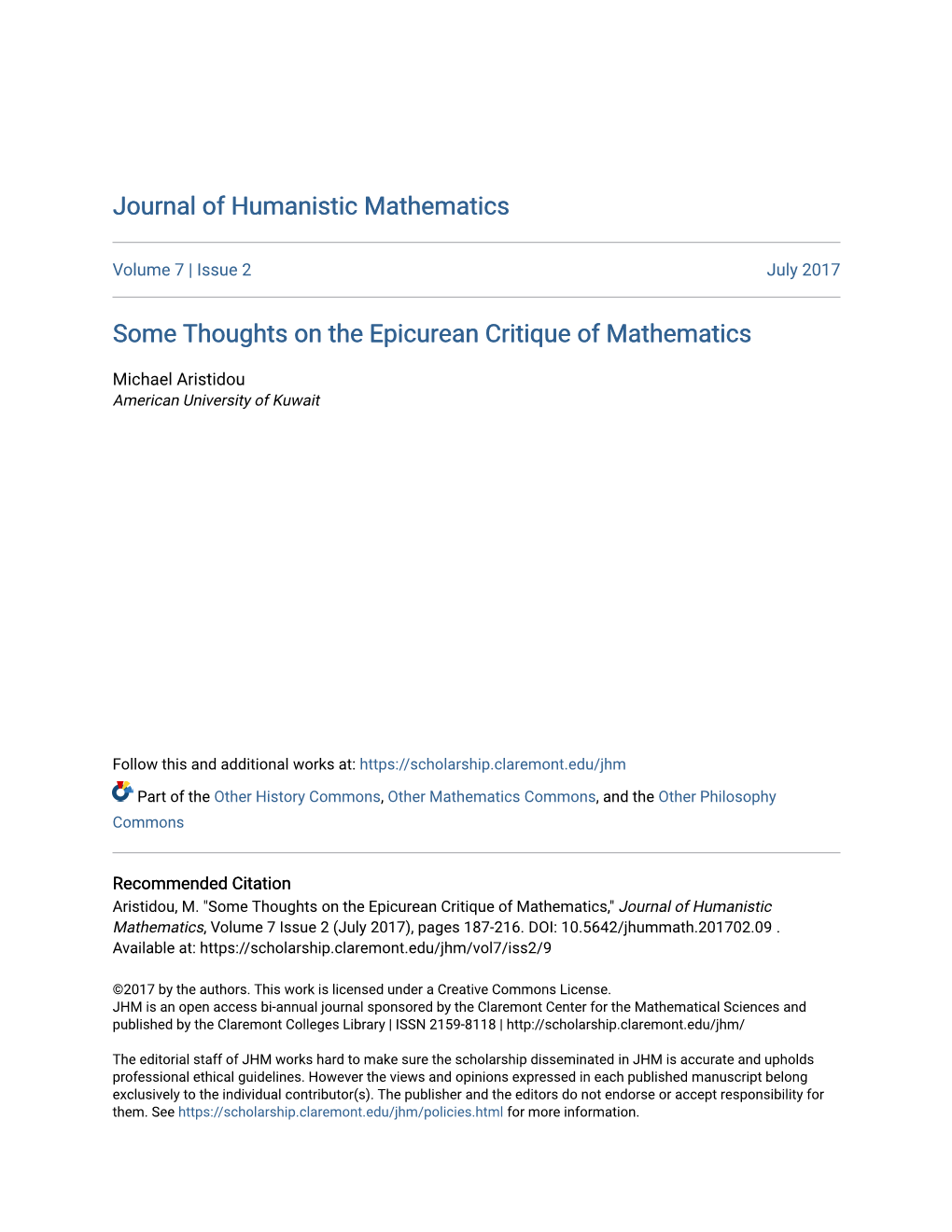 Some Thoughts on the Epicurean Critique of Mathematics