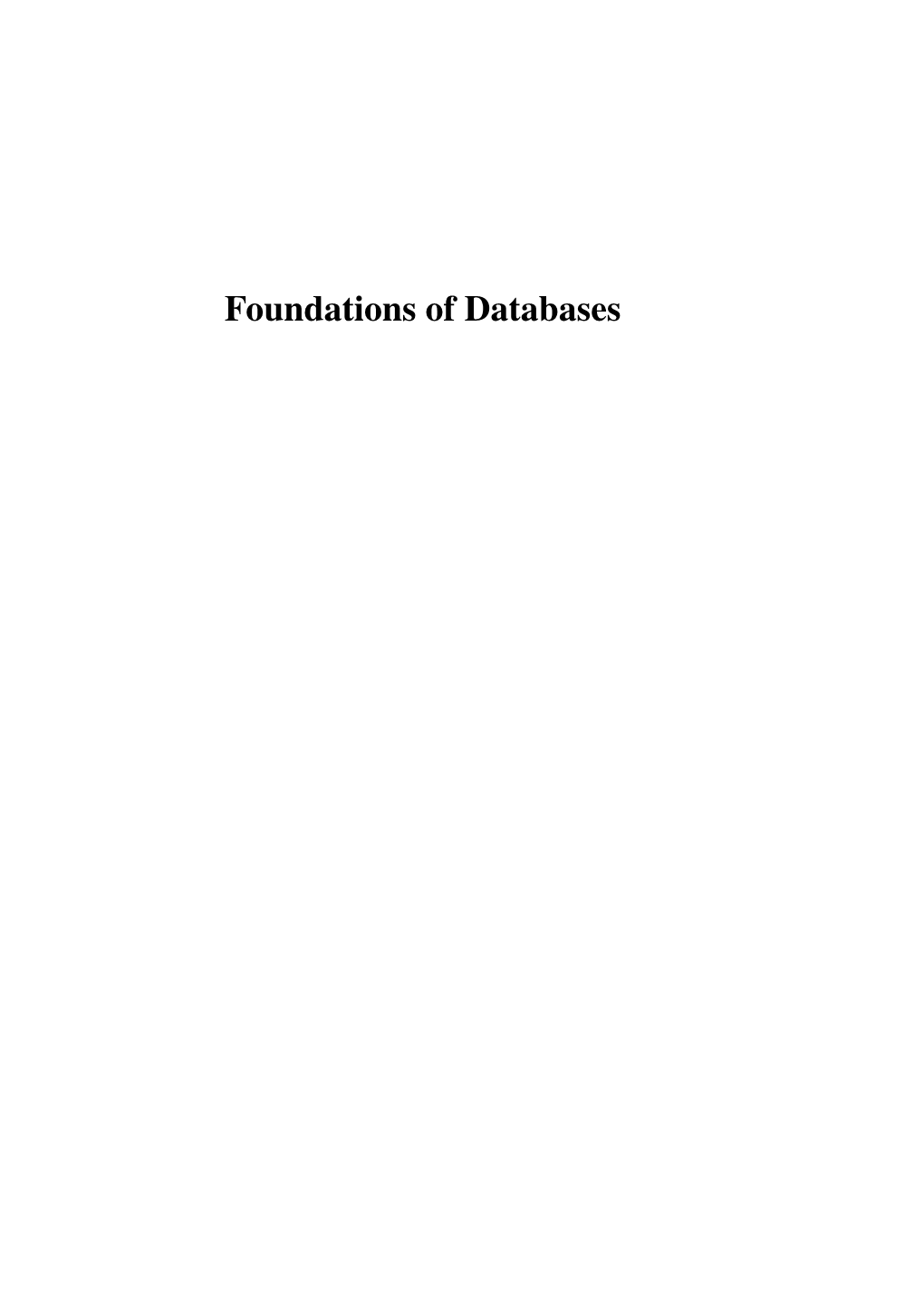 Foundations of Databases