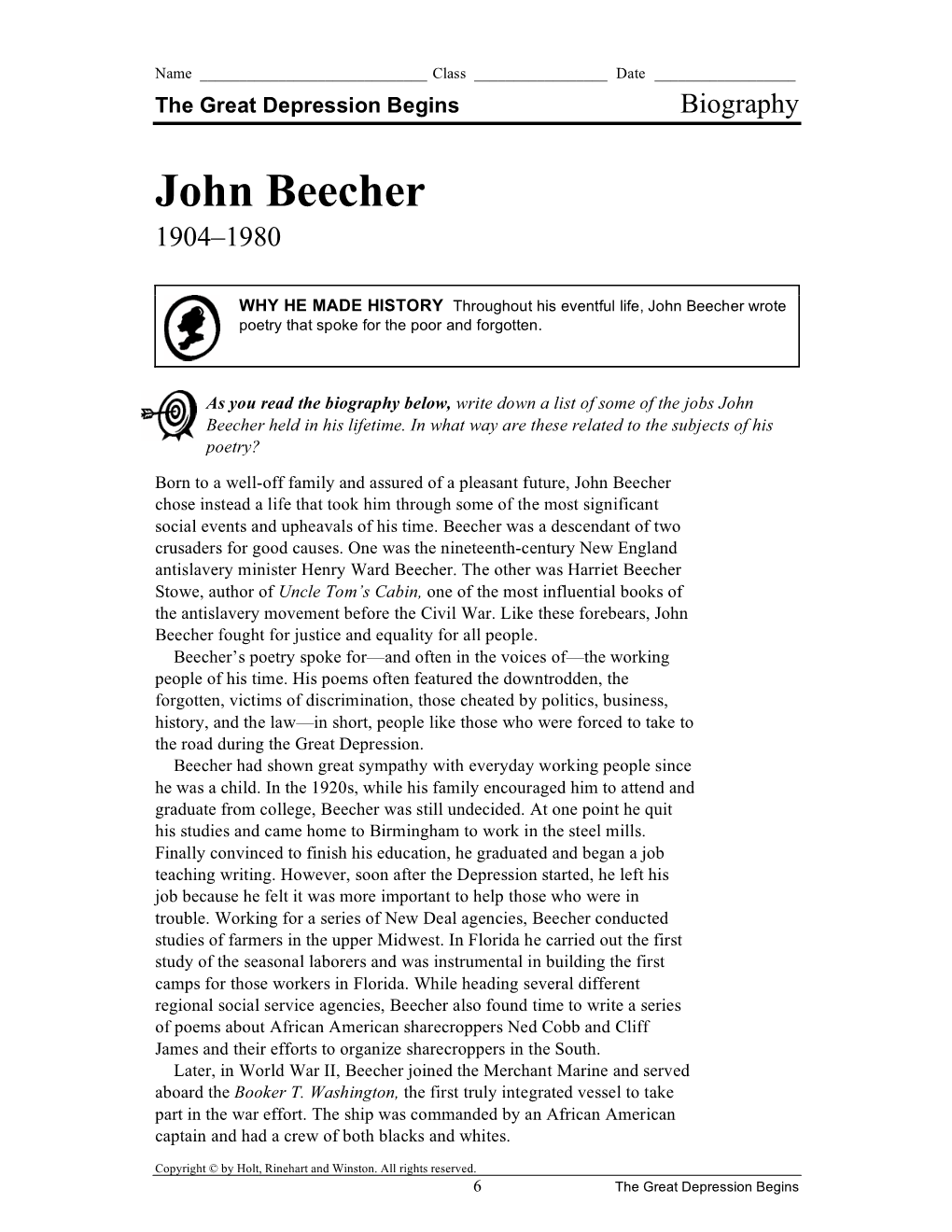 John Beecher 1904–1980