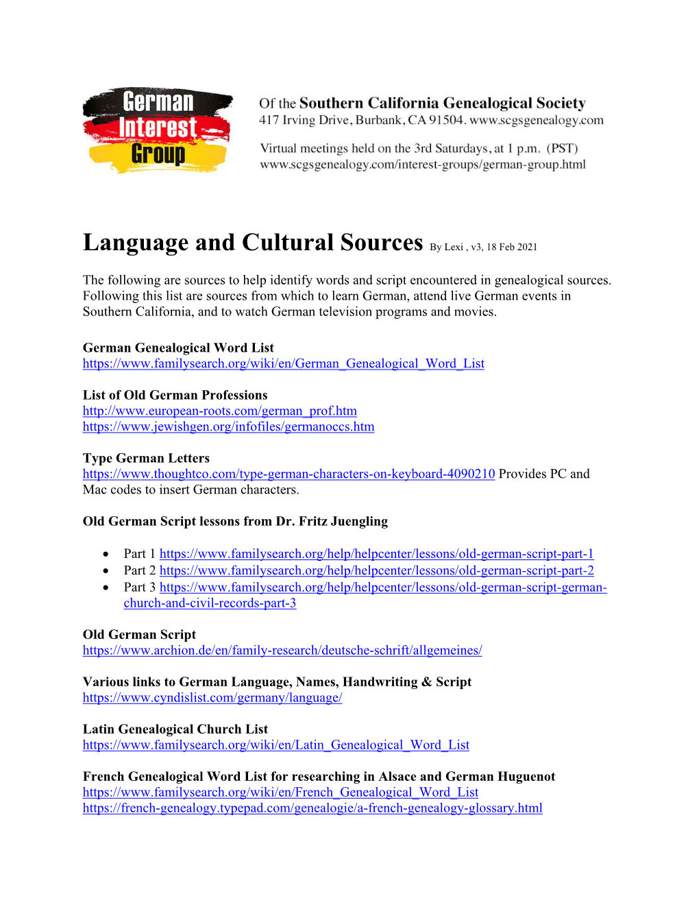 Language and Cultural Sources by Lexi , V3, 18 Feb 2021
