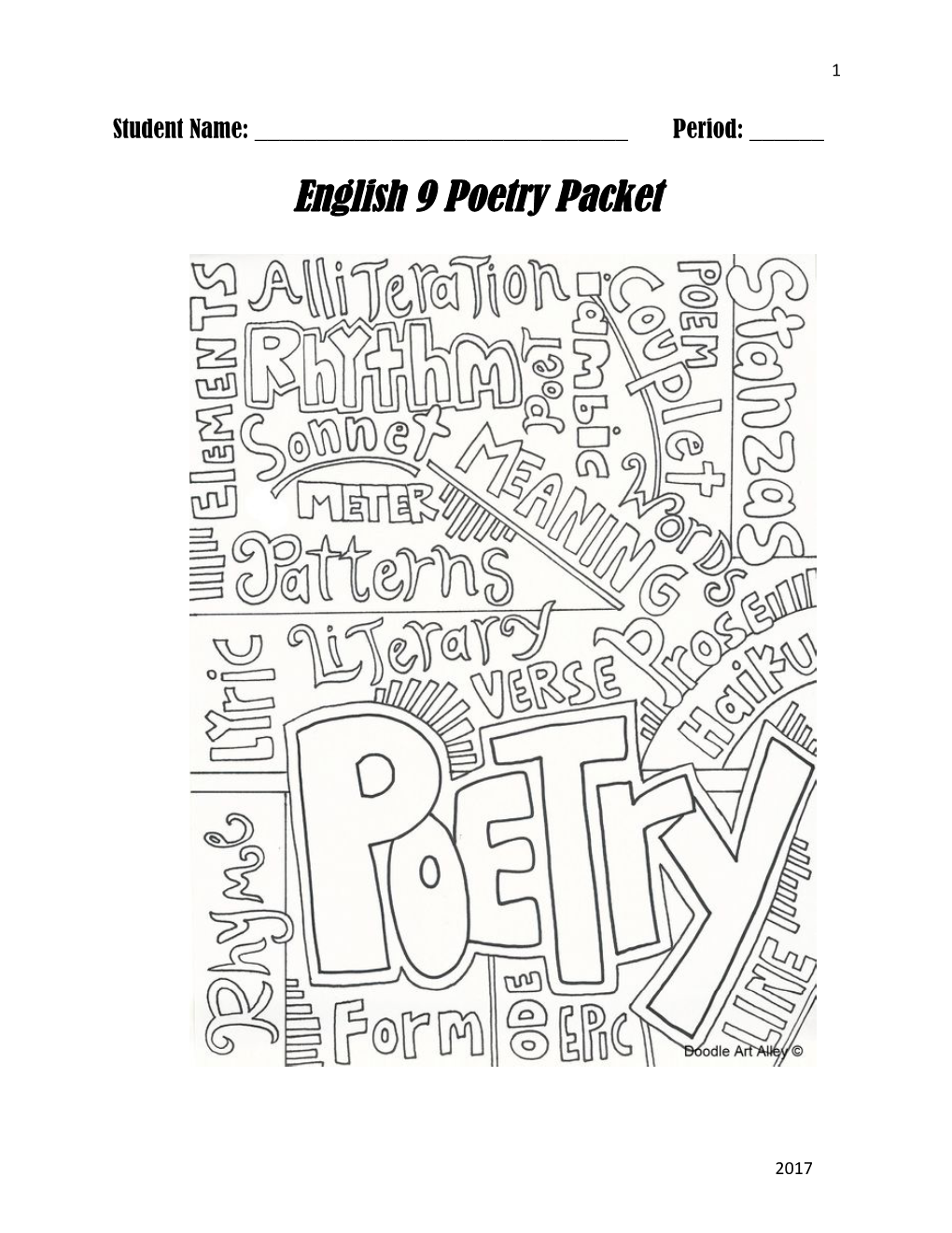 English 9 Poetry Packet 2017