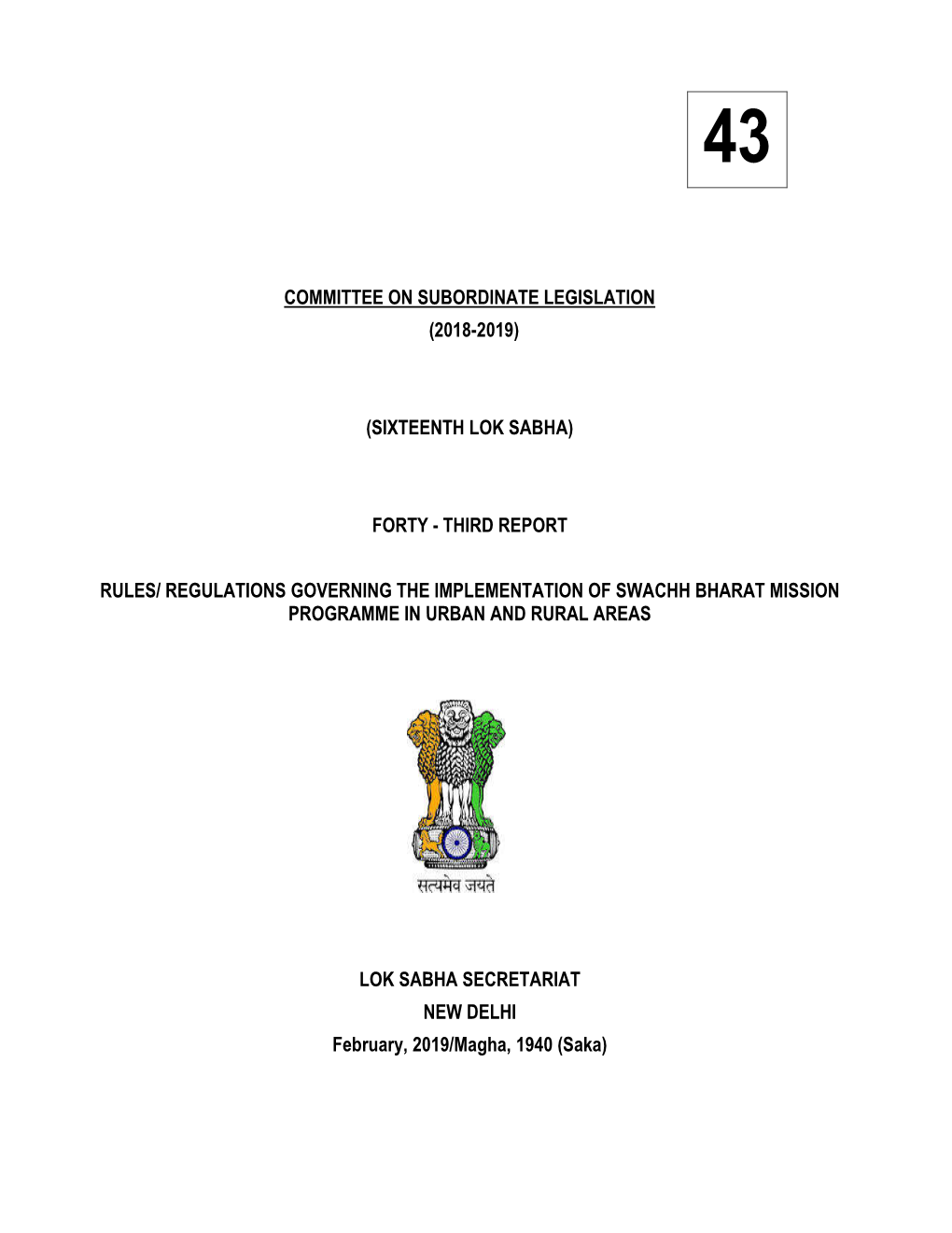 Committee on Subordinate Legislation (2018-2019)