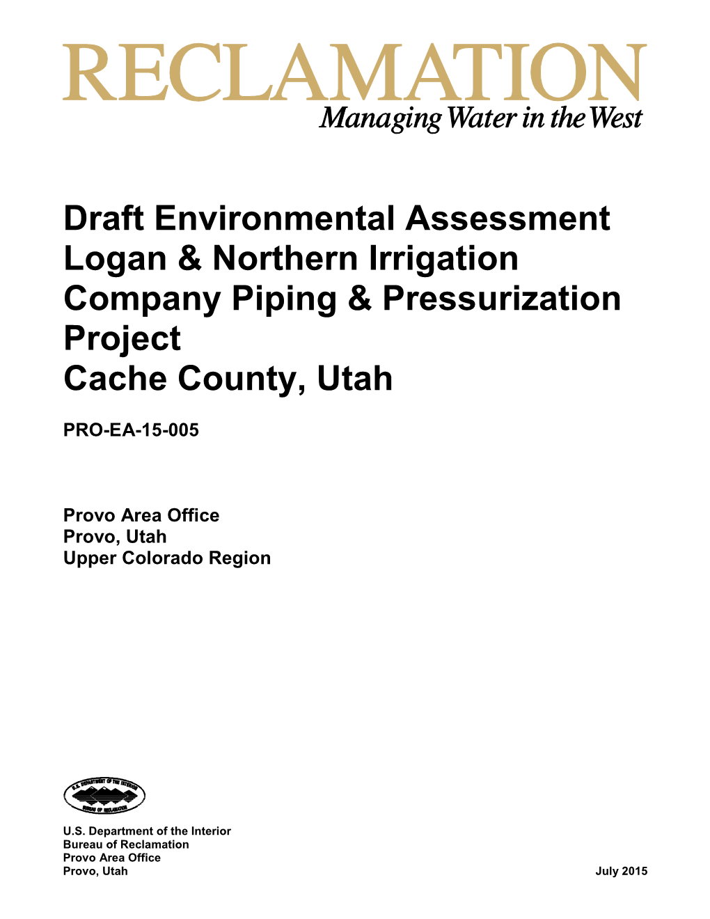 Draft Environmental Assessment Logan & Northern Irrigation