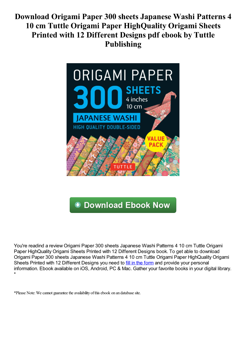 Download Origami Paper 300 Sheets Japanese Washi Patterns 4 10