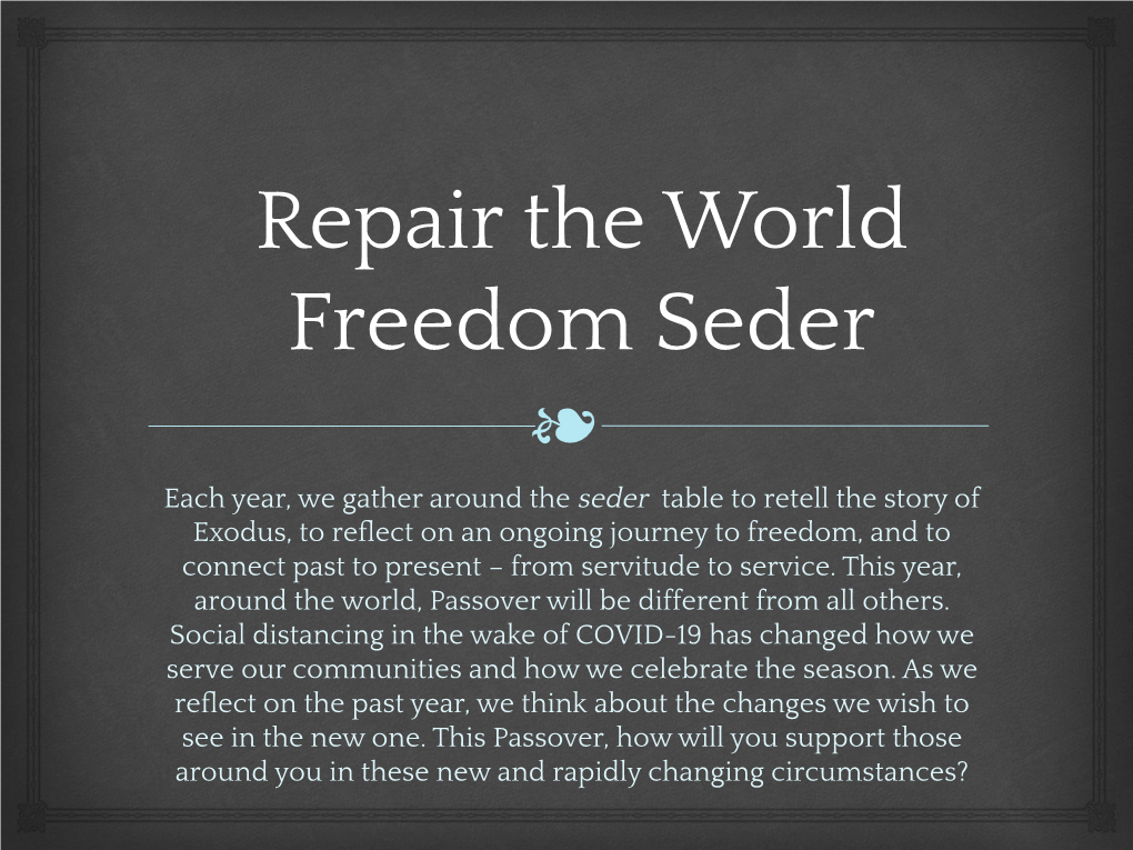 Repair the World Freedom Seder