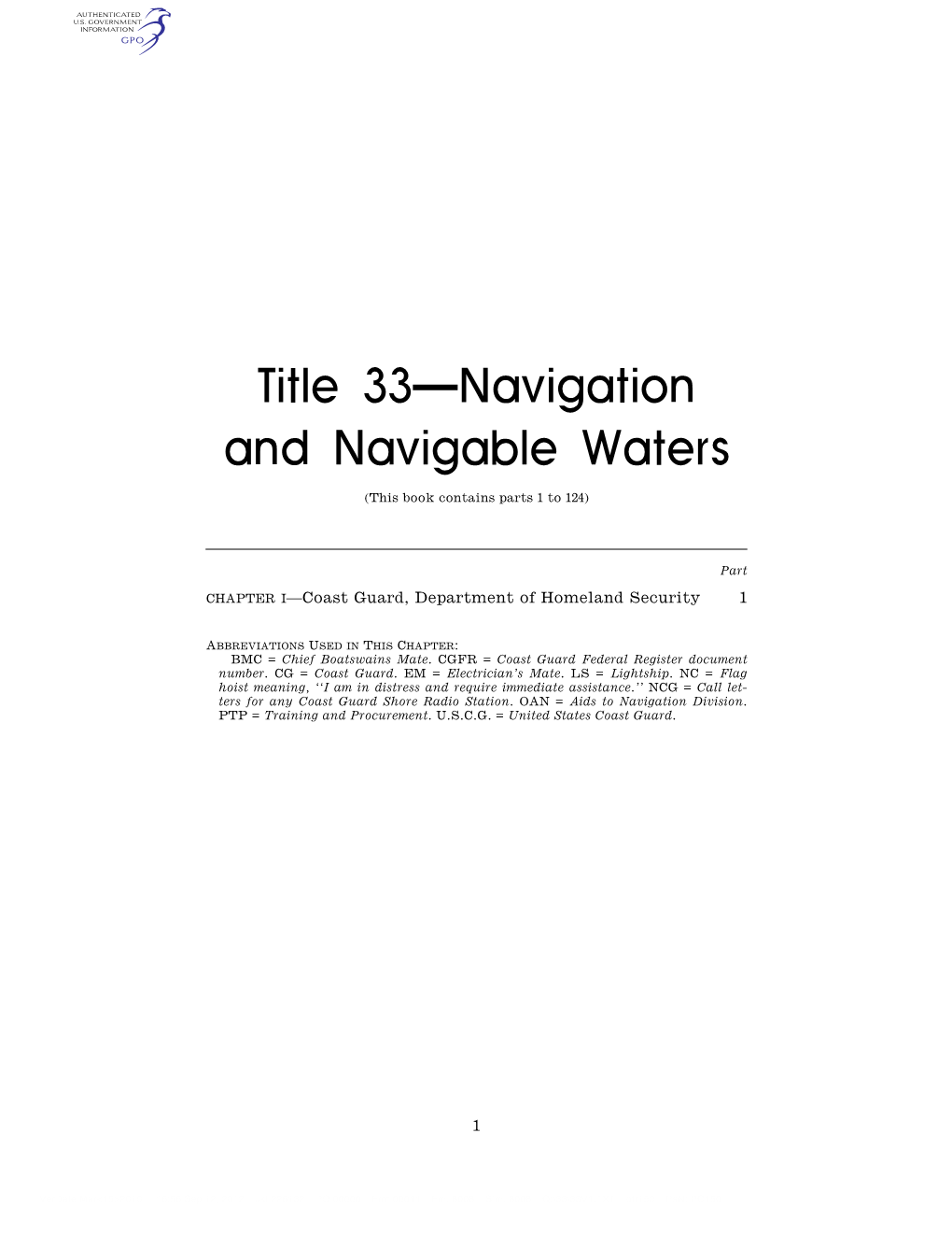 Title 33—Navigation and Navigable Waters