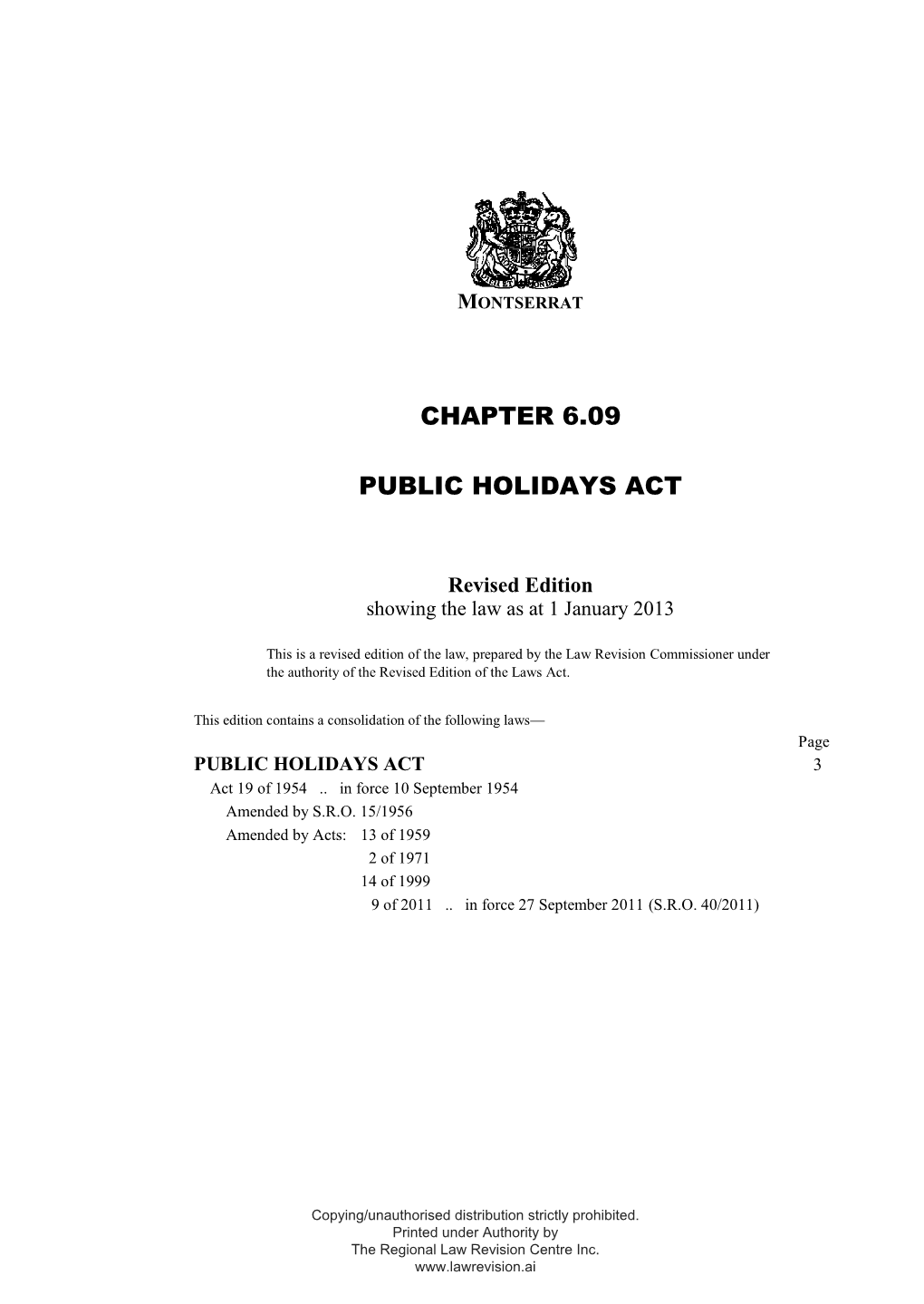 Public Holidays Act