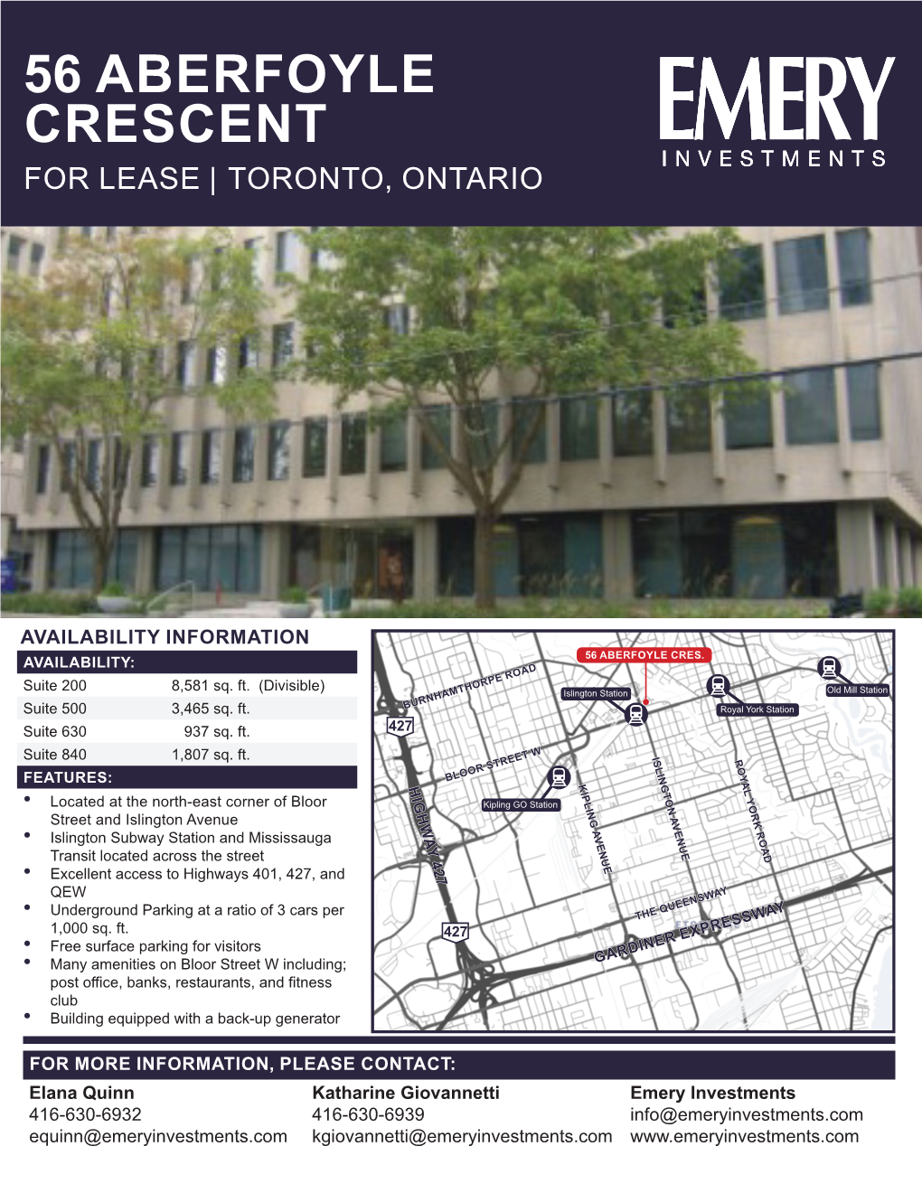 56 Aberfoyle Crescent for Lease | Toronto, Ontario