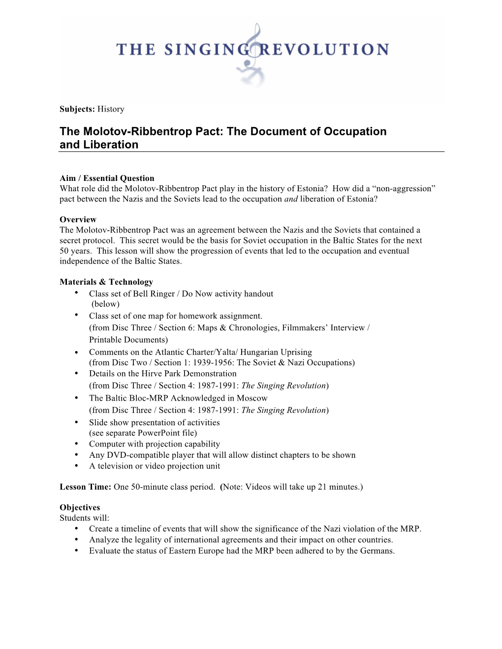 The Molotov-Ribbentrop Pact: the Document of Occupation and Liberation