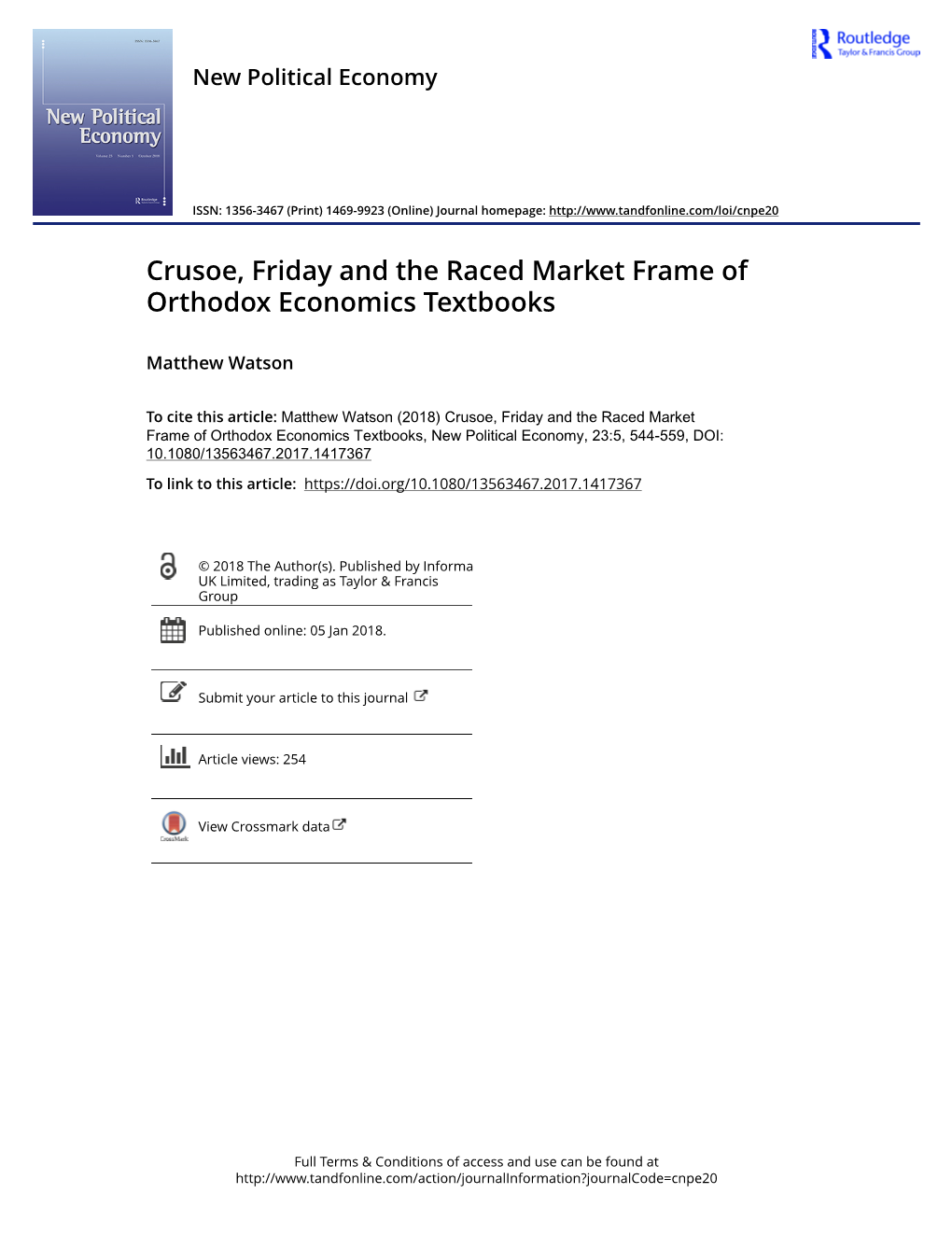 Crusoe, Friday and the Raced Market Frame of Orthodox Economics Textbooks