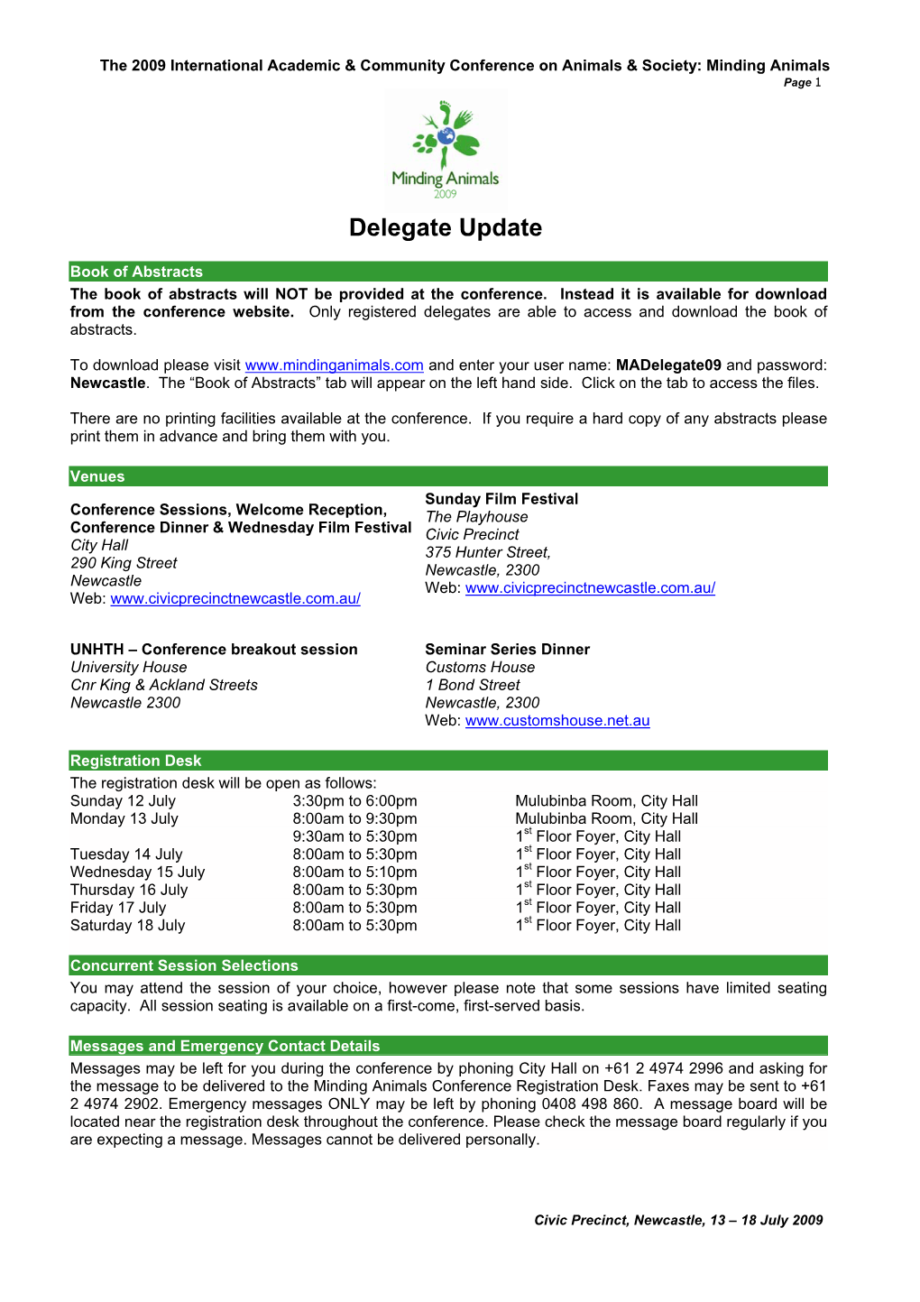 MAC1 Delegate Update