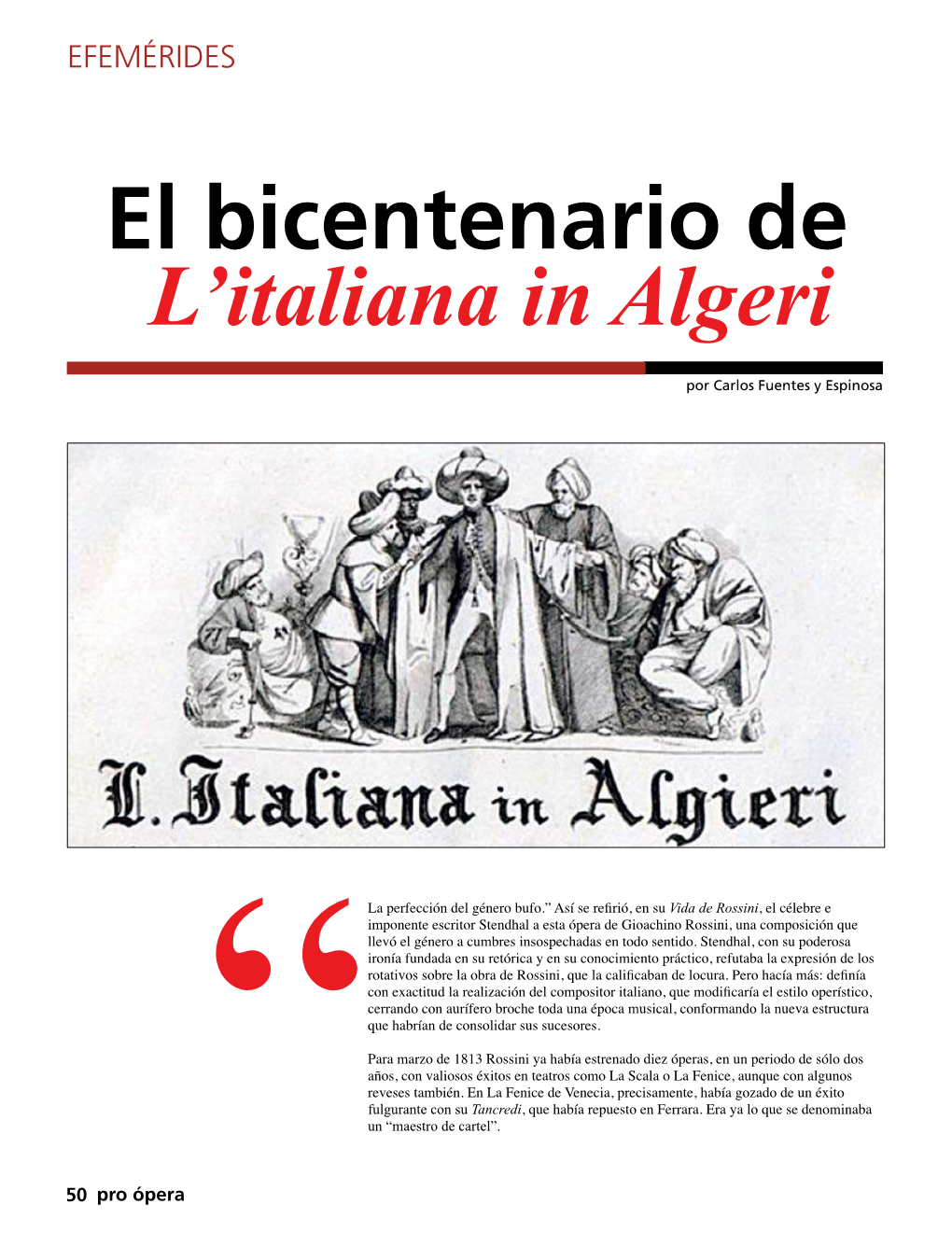 El Bicentenario De L'italiana in Algeri