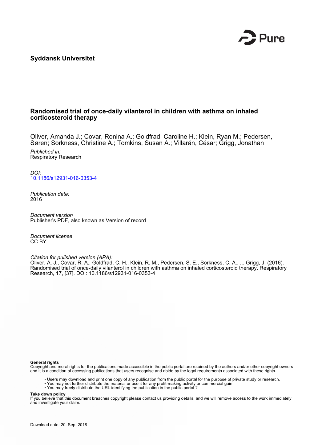 Randomised Trial of Once-Daily Vilanterol in Children with Asthma on Inhaled Corticosteroid Therapy