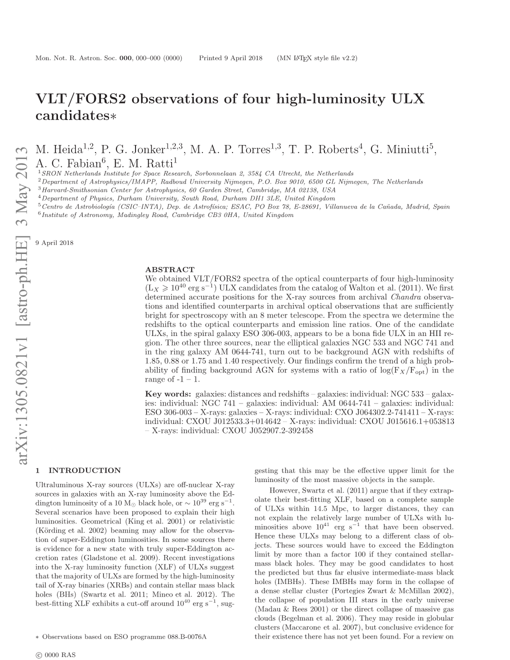 VLT/FORS2 Observations of Four High-Luminosity ULX Candidates