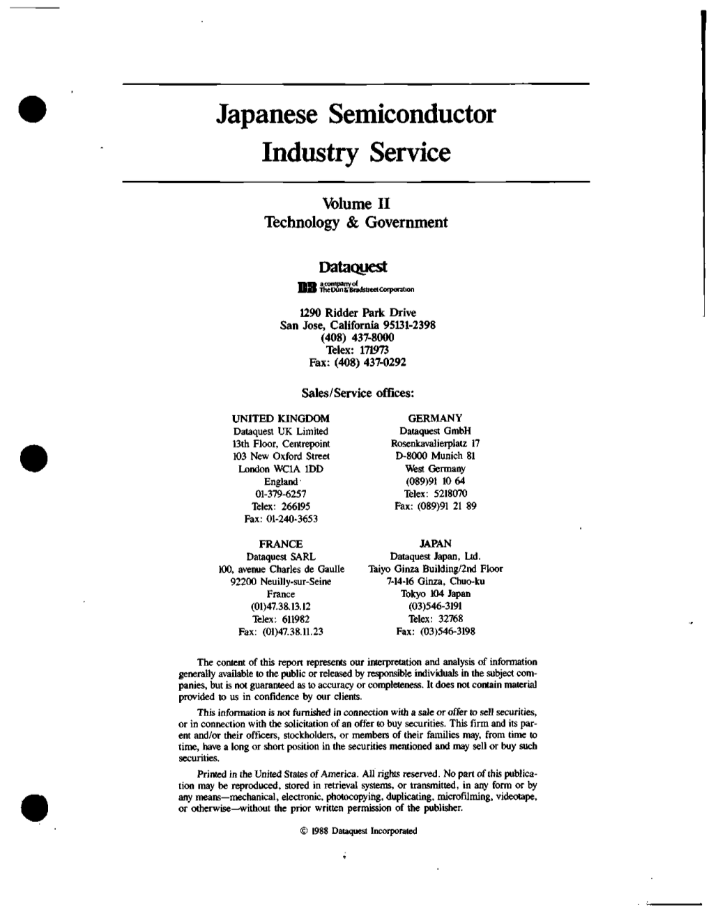 Japanese Semiconductor Industry Service