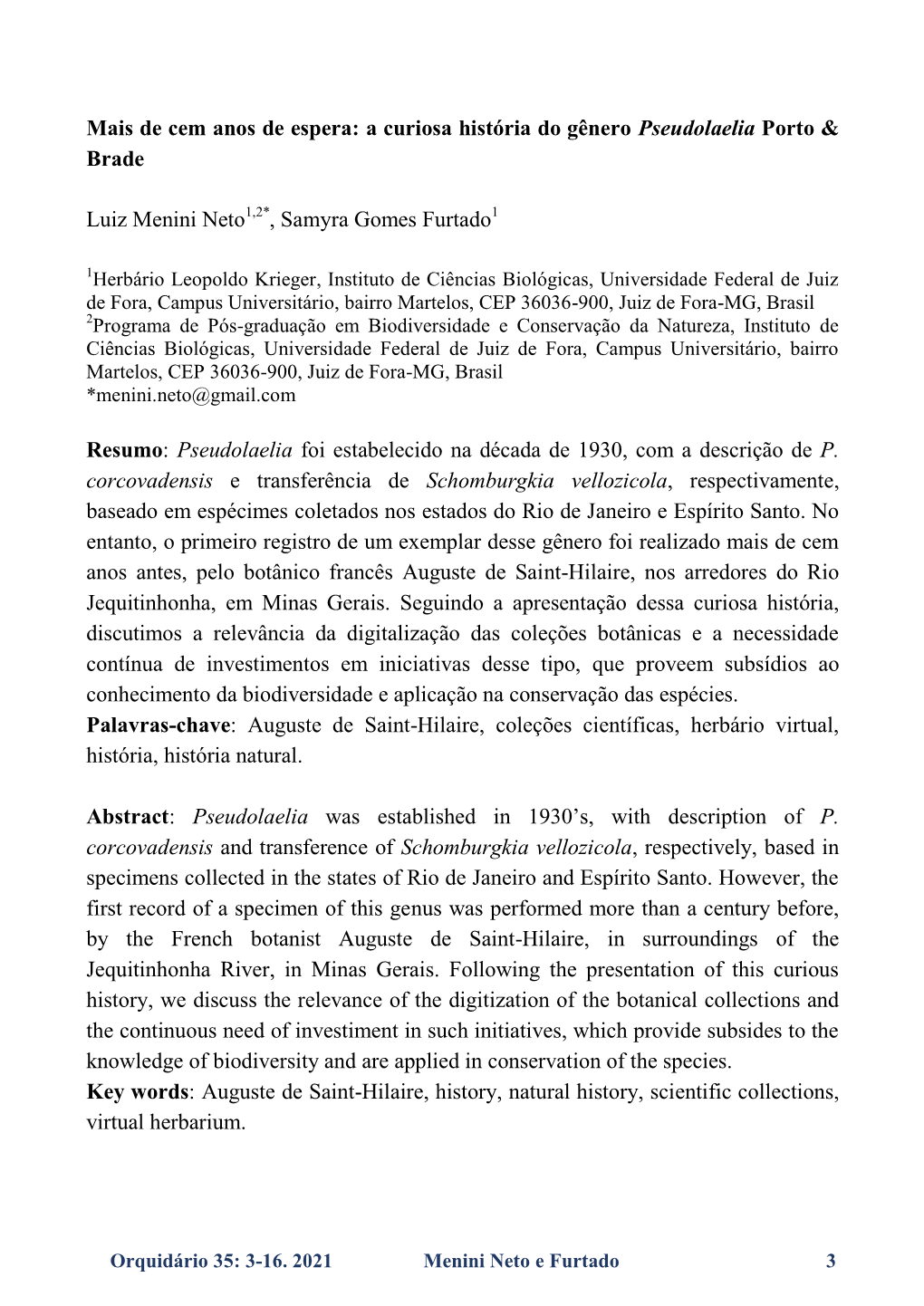 A Curiosa História Do Gênero Pseudolaelia Porto & Brade Luiz