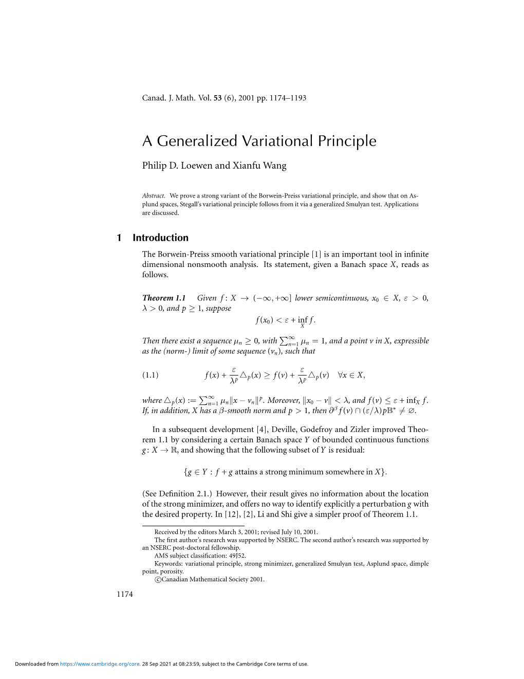 A Generalized Variational Principle