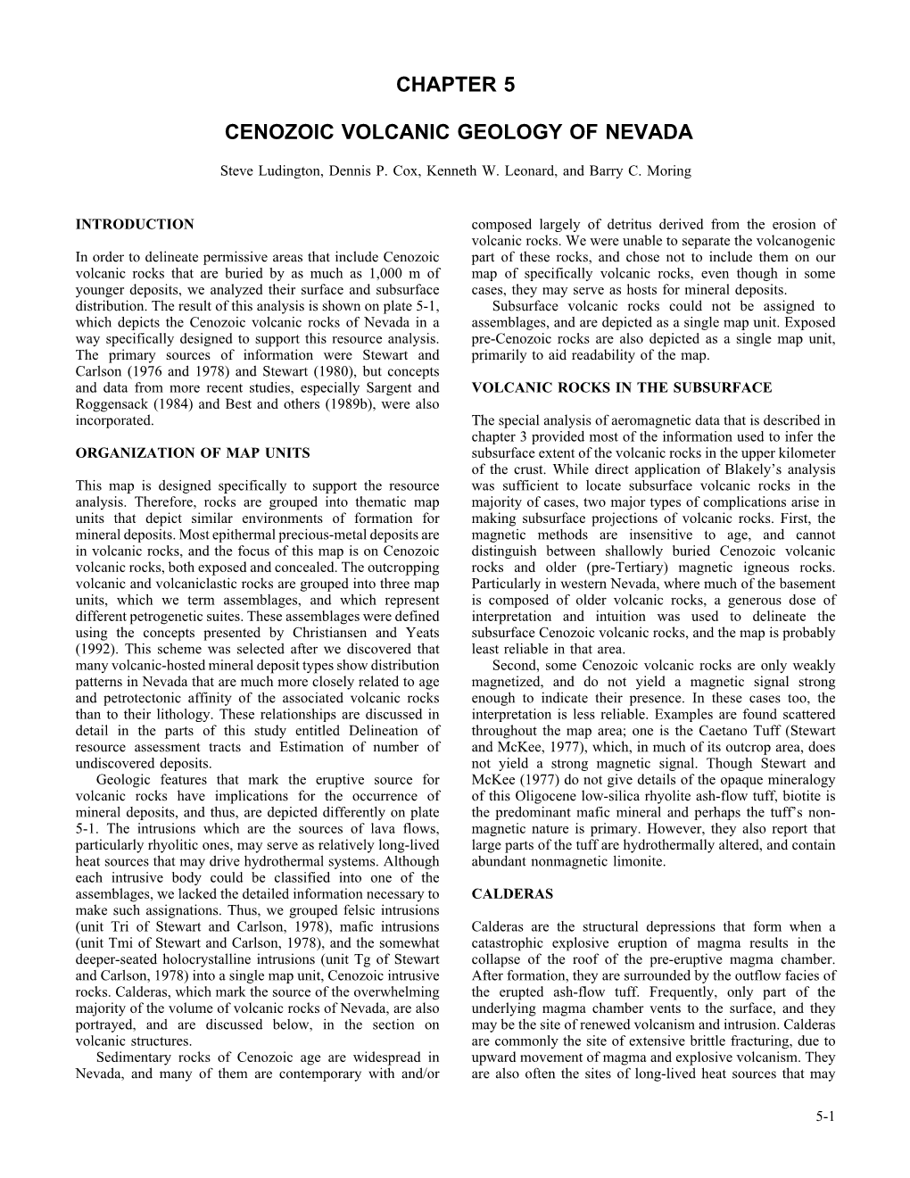 Chapter 5 Cenozoic Volcanic Geology of Nevada