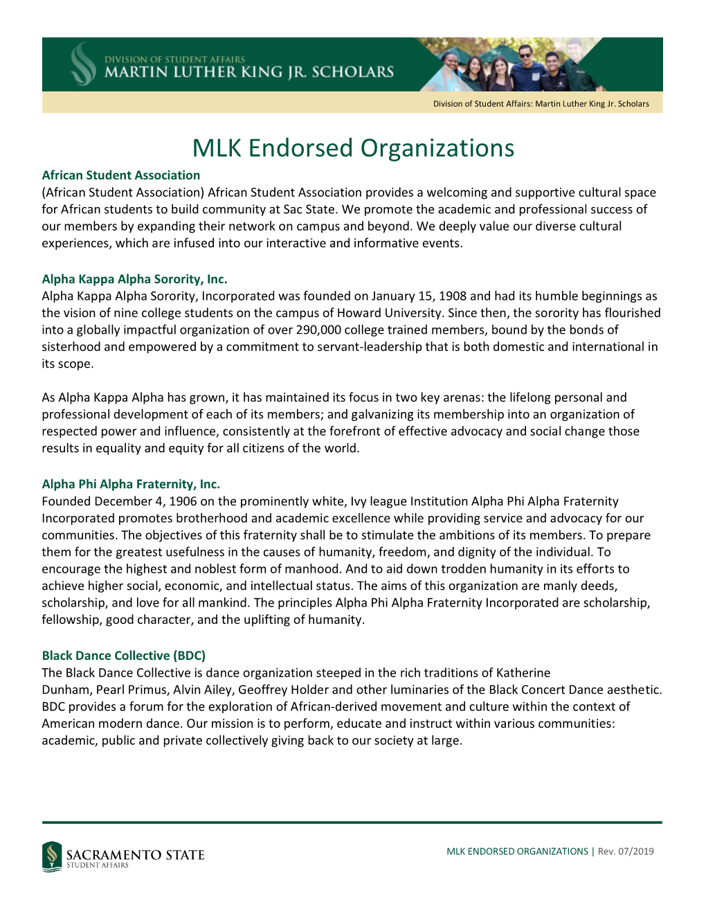 MLK Endorsed Organizations