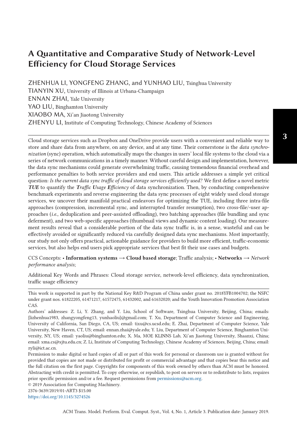 3 a Quantitative and Comparative Study of Network-Level Efficiency for Cloud Storage Services