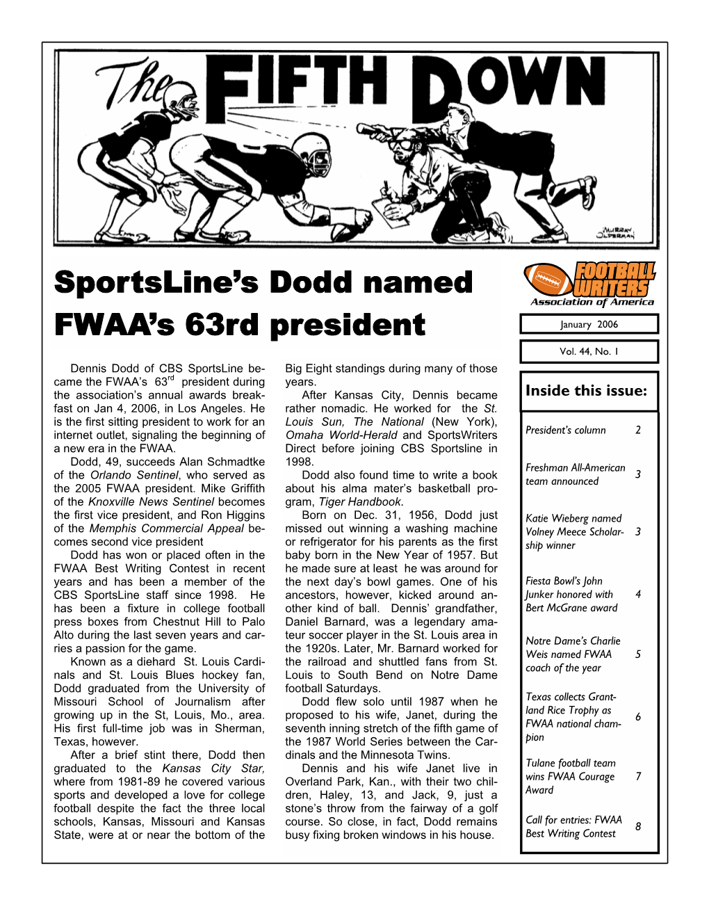 Sportsline's Dodd Named FWAA's 63Rd President