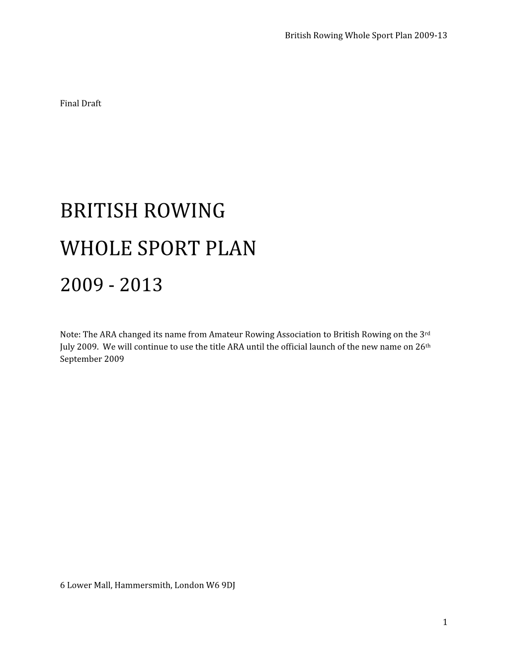 British Rowing Rt Plan Whole