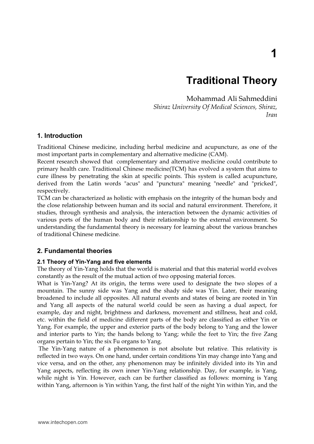 Traditional Theory