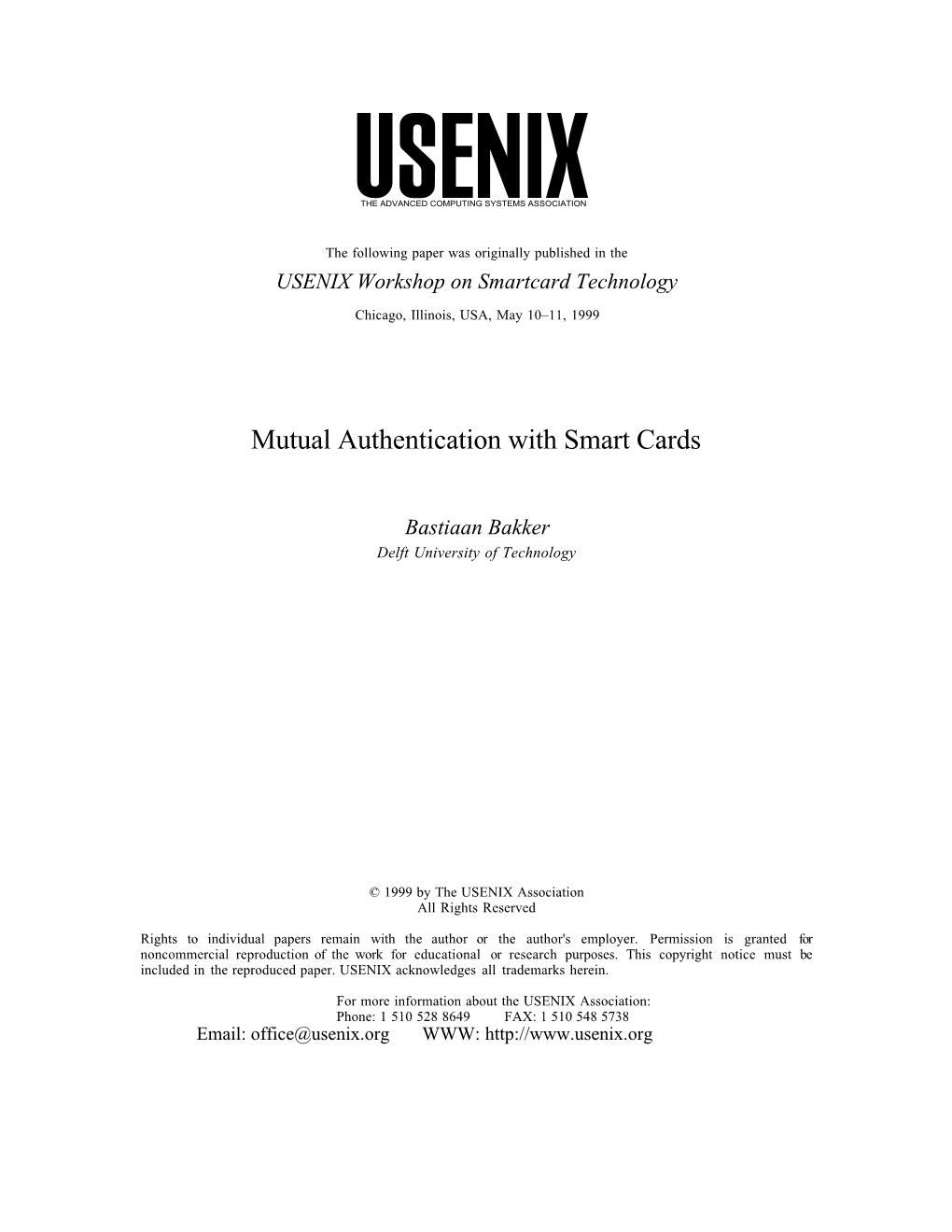 Mutual Authentication with Smart Cards