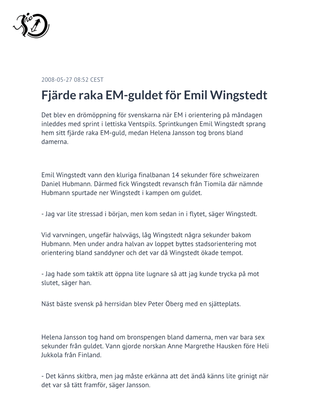 Fjärde Raka EM-Guldet För Emil Wingstedt