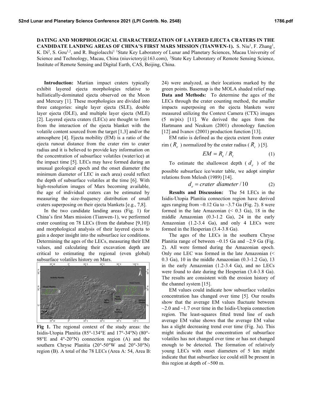 E EM R R = /10 D Crater Diameter =