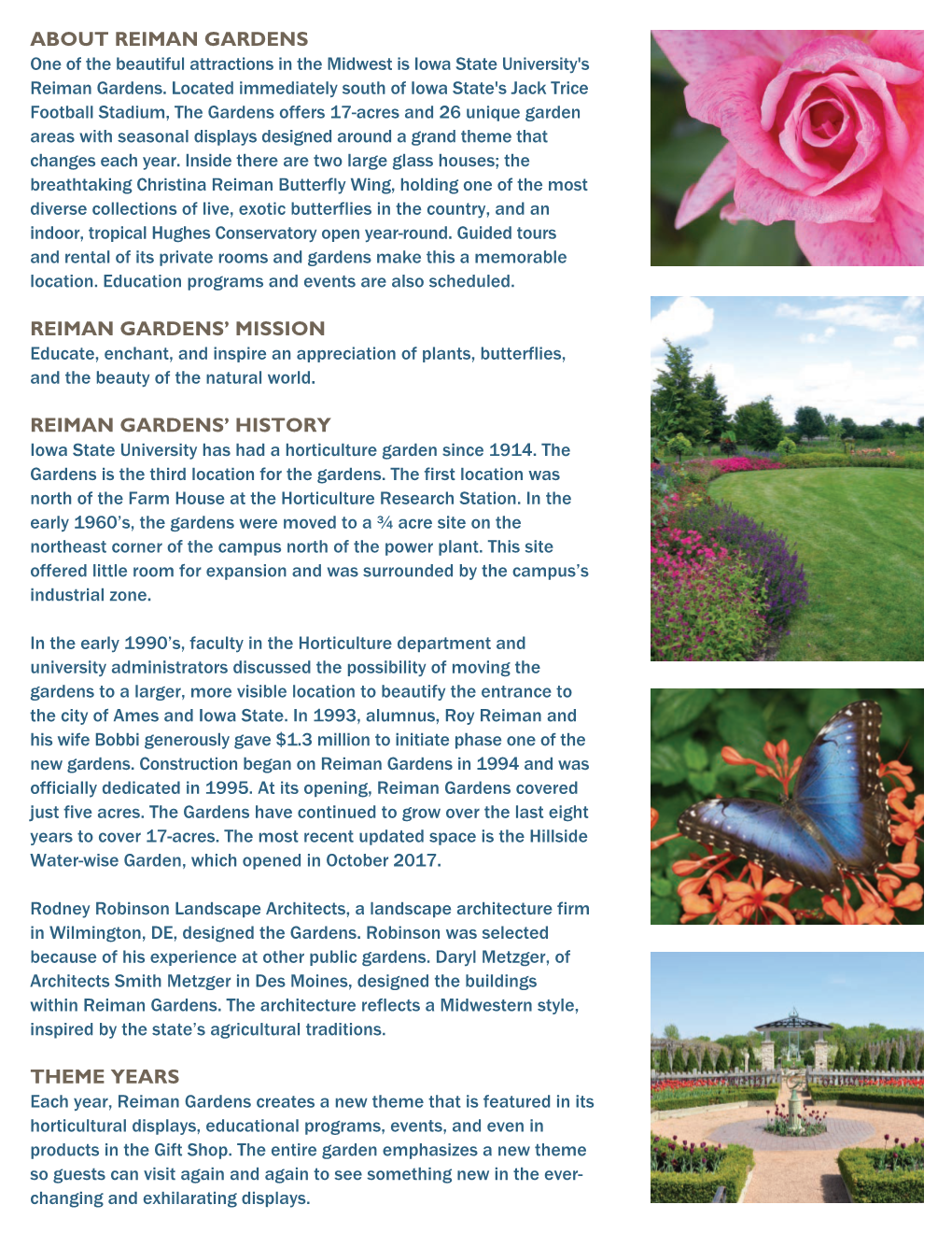 Reiman Gardens Fact Sheet