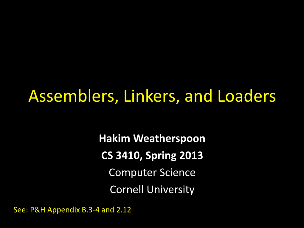 Assemblers, Linkers, and Loaders