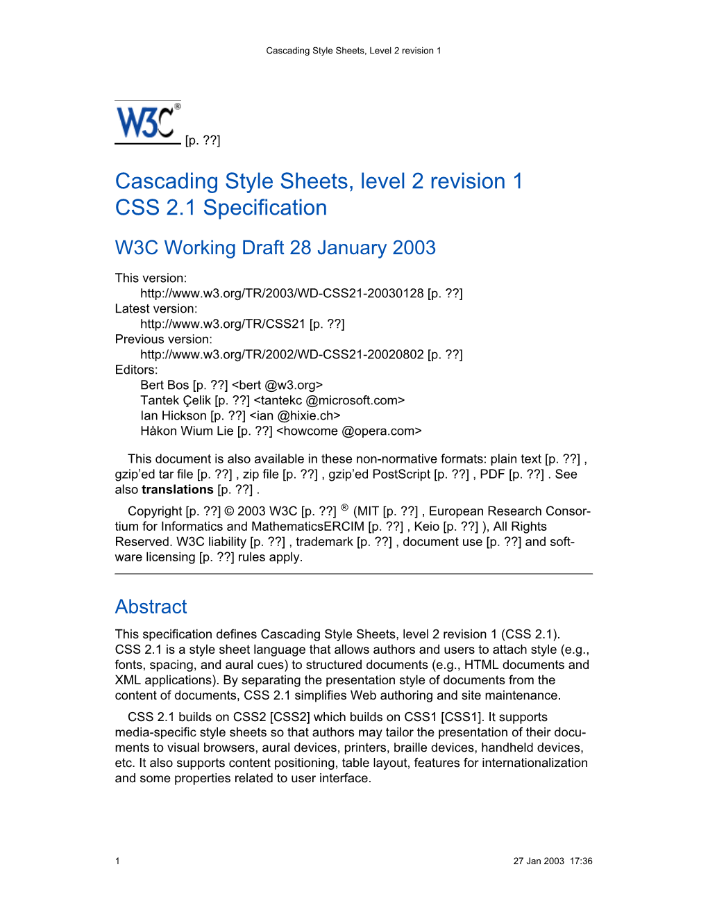 Cascading Style Sheets, Level 2 Revision 1