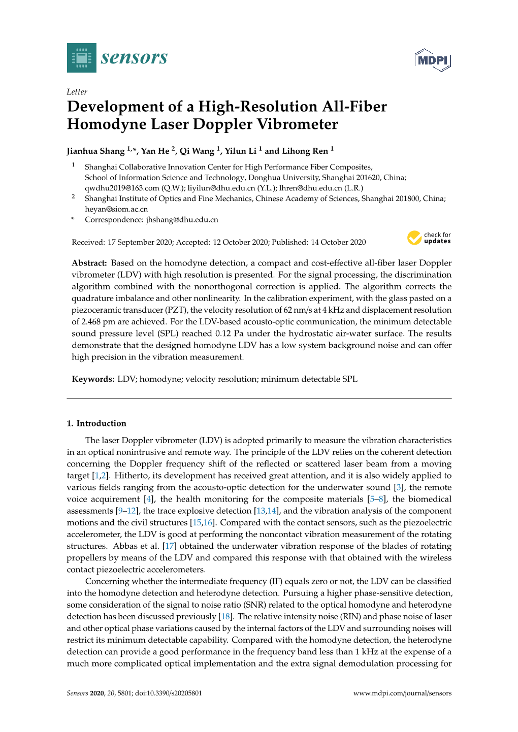 Development of a High-Resolution All-Fiber Homodyne Laser Doppler Vibrometer