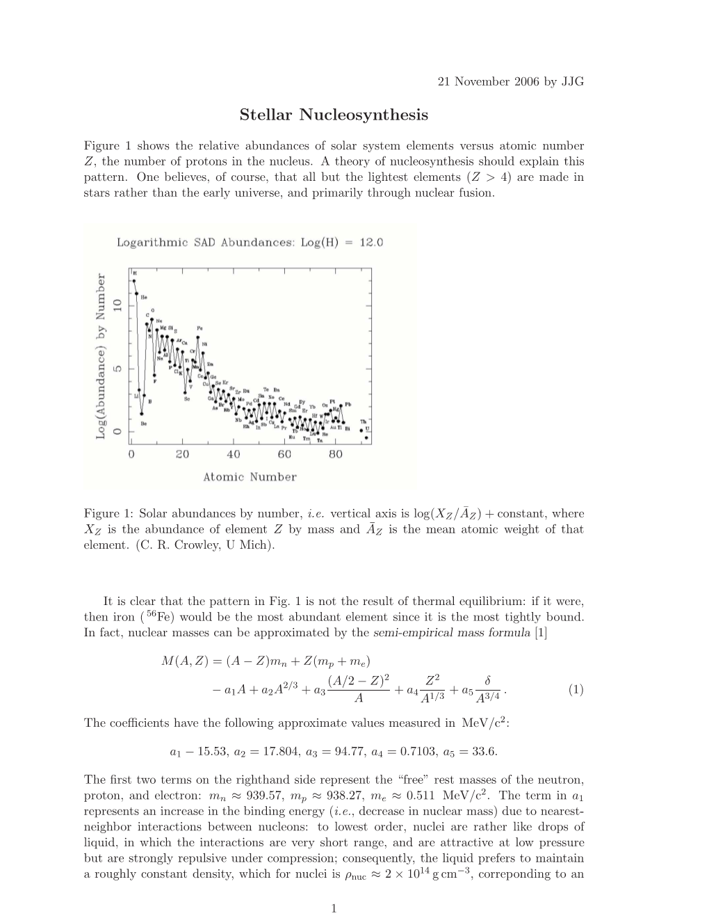 Stellar Nucleosynthesis