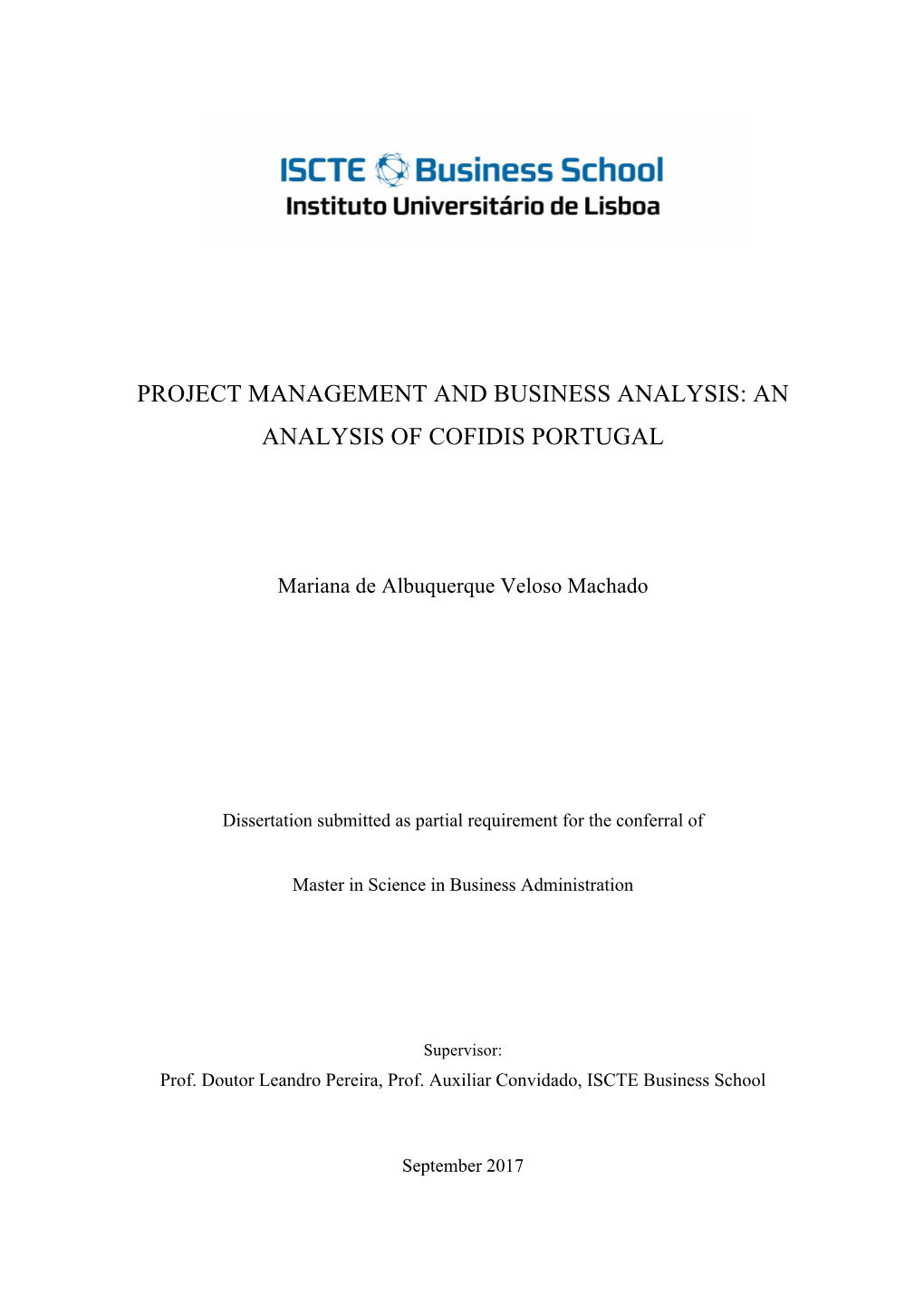 Project Management and Business Analysis: an Analysis of Cofidis Portugal