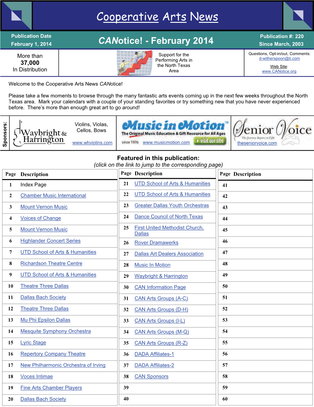 February 1, 2014 Canotice! - February 2014 Since March, 2003