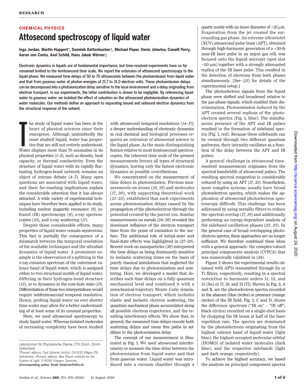 Attosecond Spectroscopy of Liquid Water Rounding Gas Phase