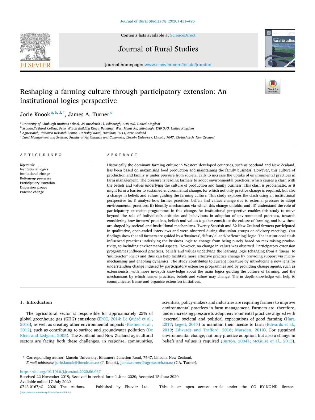 Reshaping a Farming Culture Through Participatory Extension: an Institutional Logics Perspective