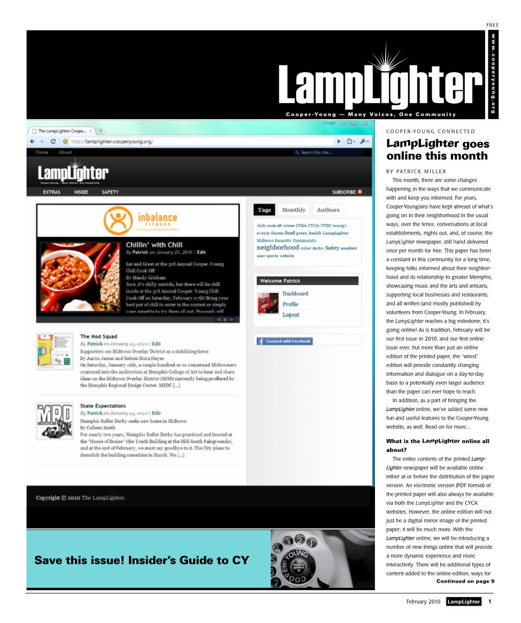 Save This Issue! Insider's Guide to CY Lamplighter Goes Online This Month