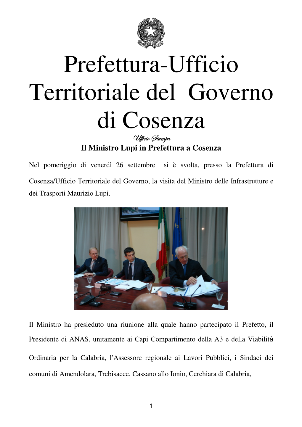 Prefettura-Ufficio Territoriale Del Governo Di Cosenza