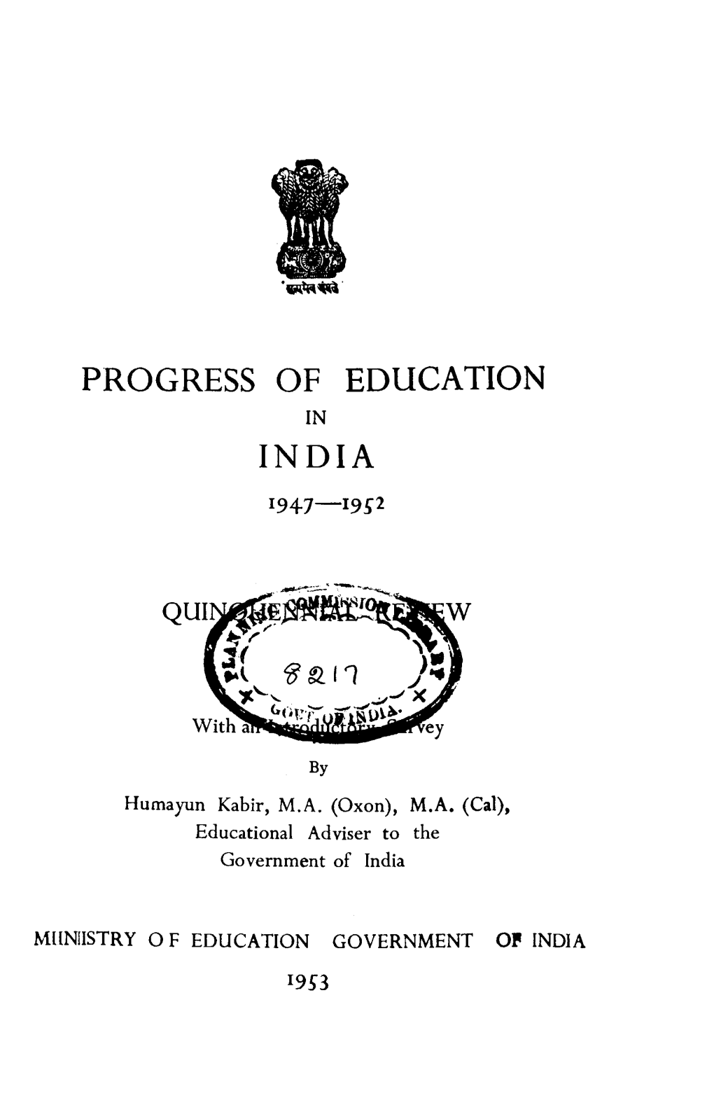 Progress of Education in India