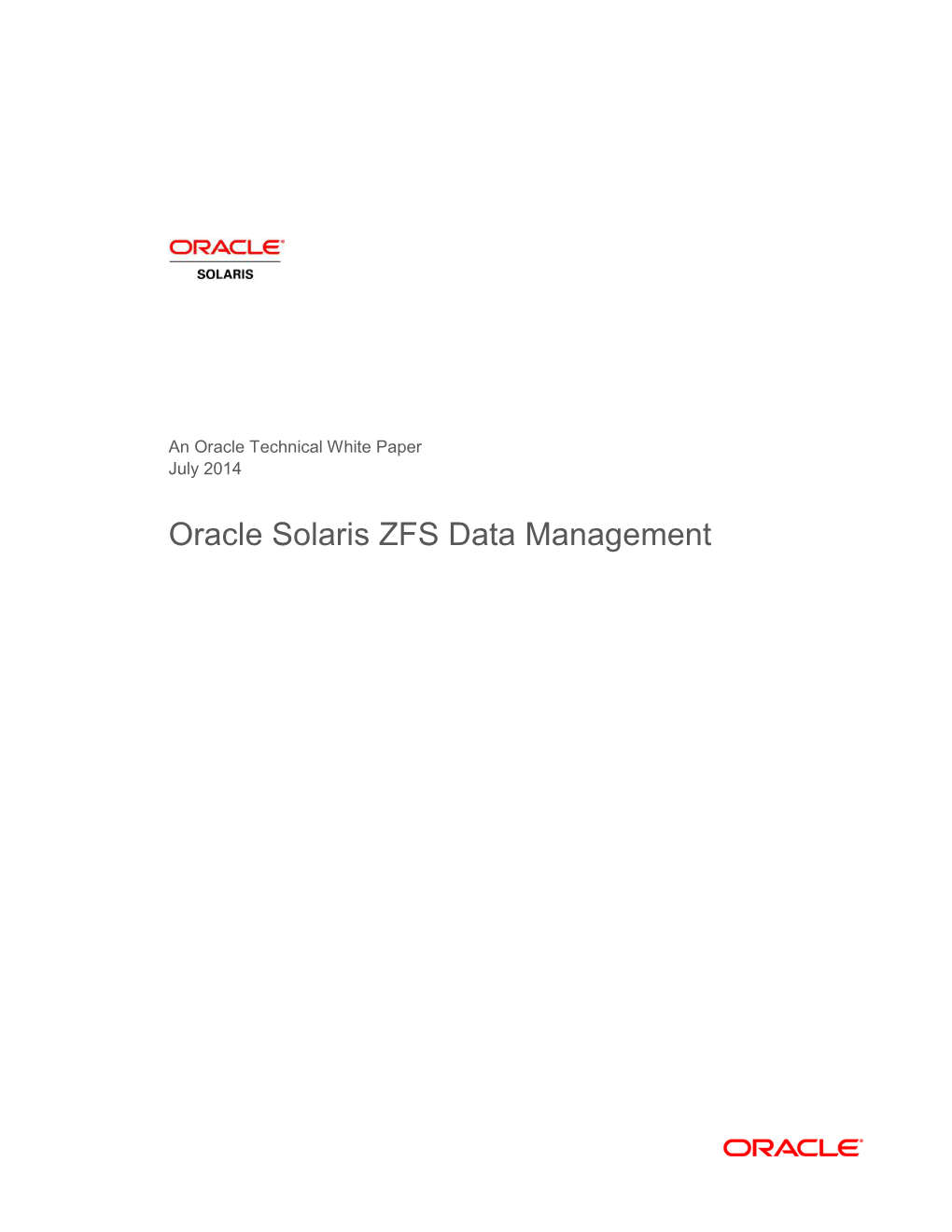 Oracle Solaris ZFS Storage Management